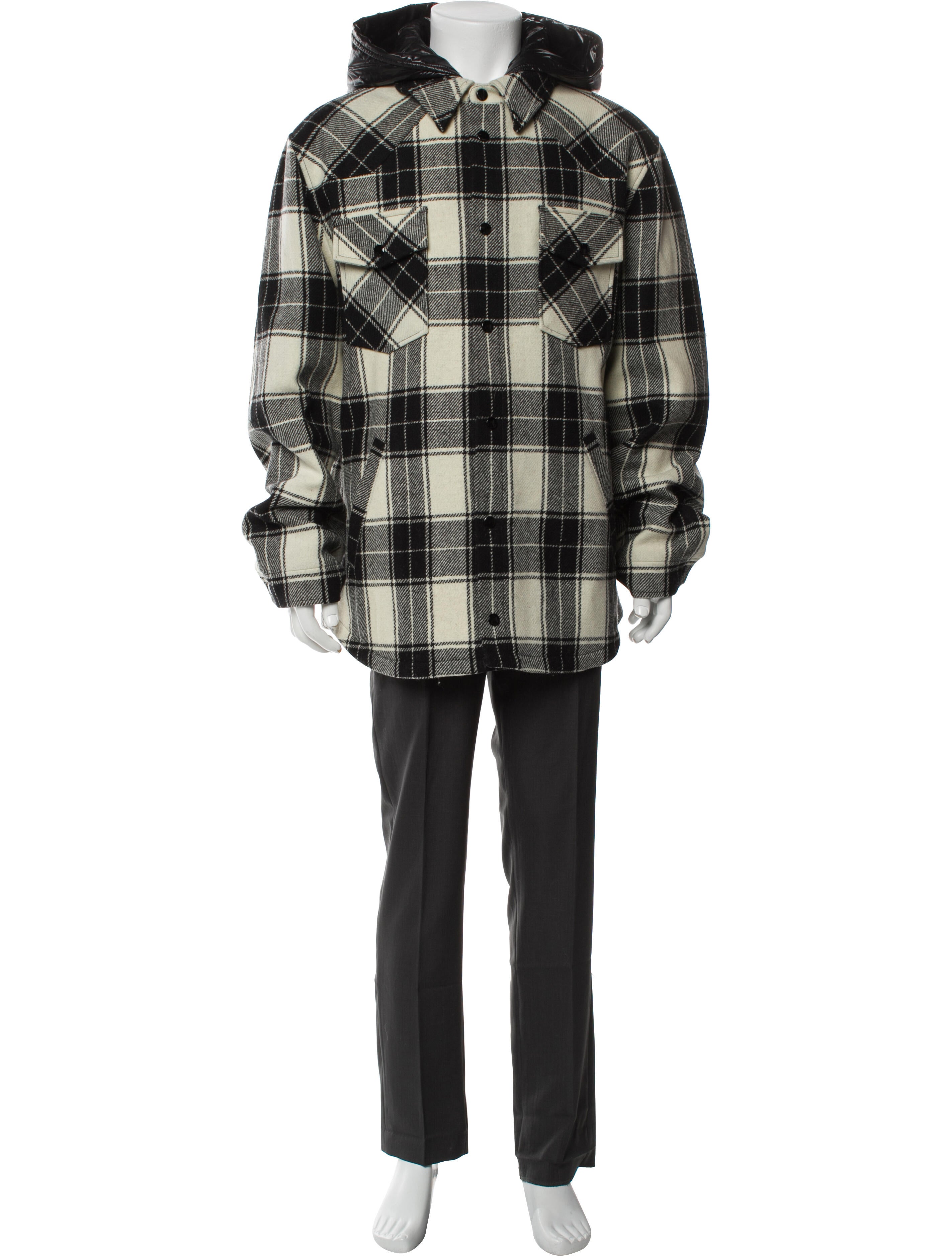 Celine Wool Plaid Print Parka