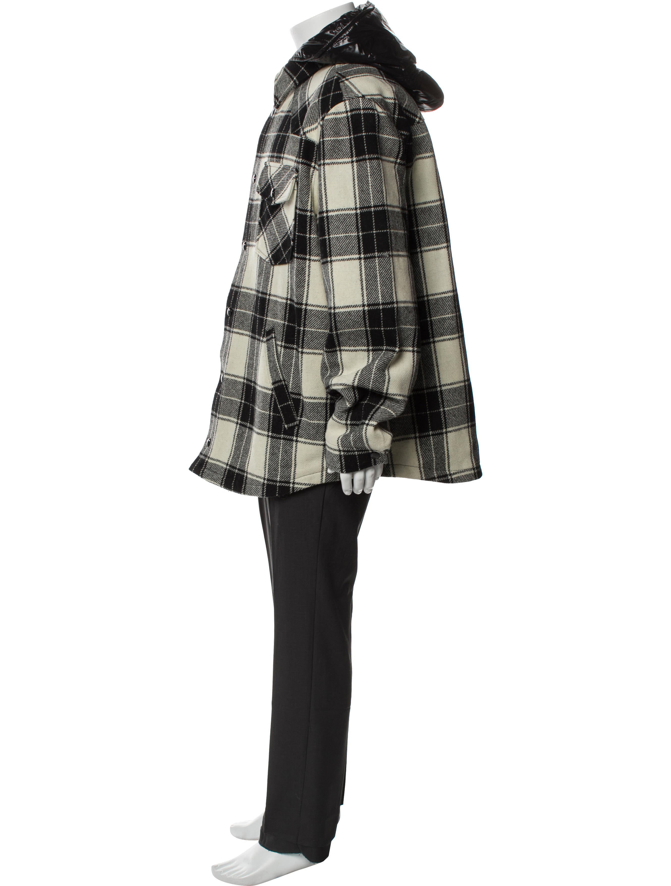 Celine Wool Plaid Print Parka