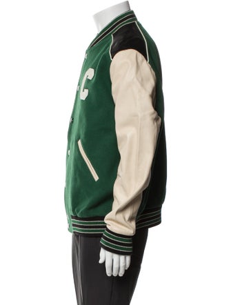 Celine Wool Colorblock Pattern Varsity Jacket