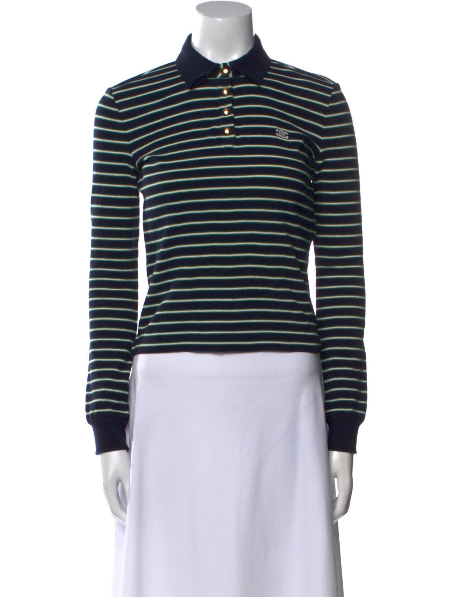 Celine Striped Long Sleeve Polo w/ Tags