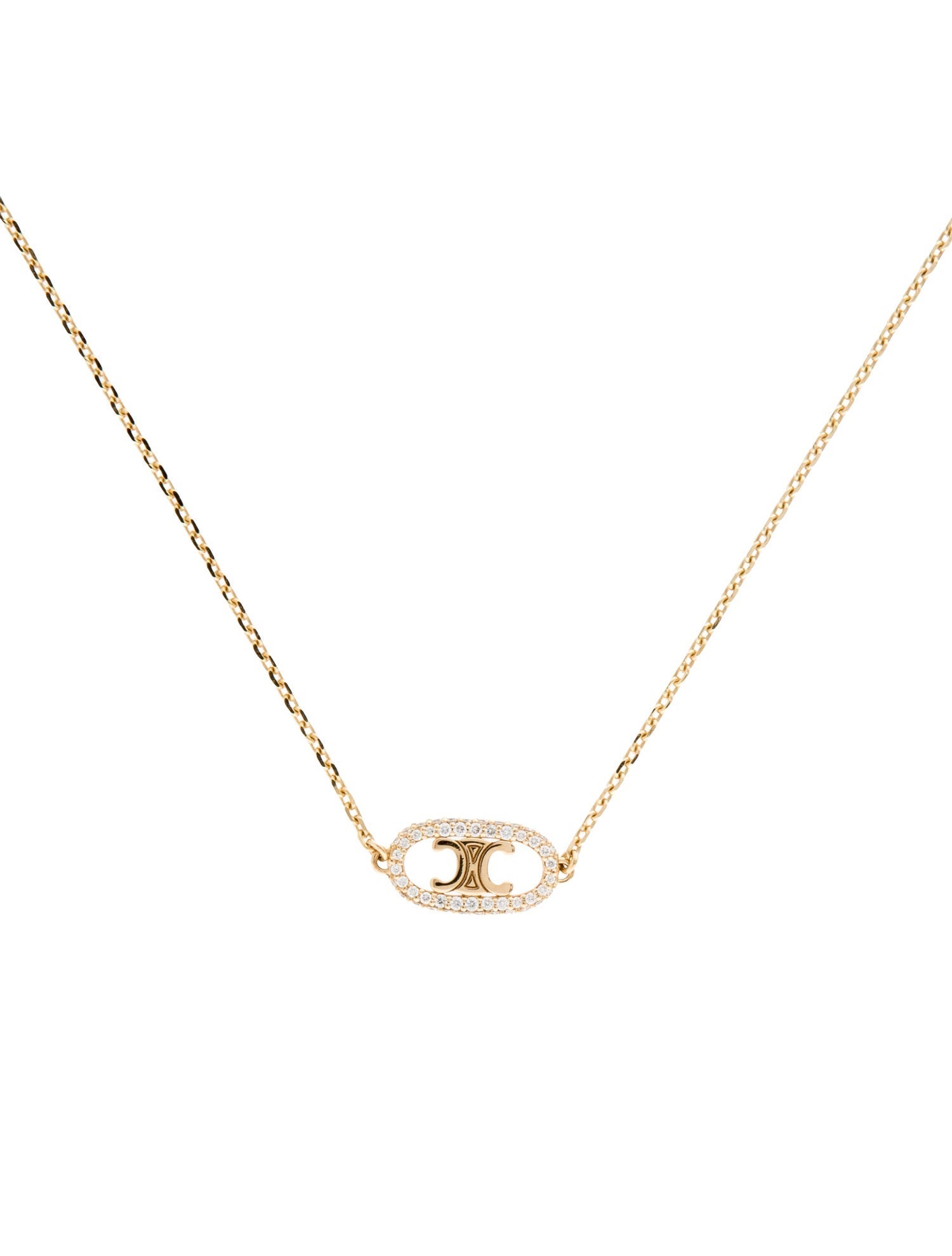 Celine 18K Diamond Maillon Triomphe Pendant Necklace