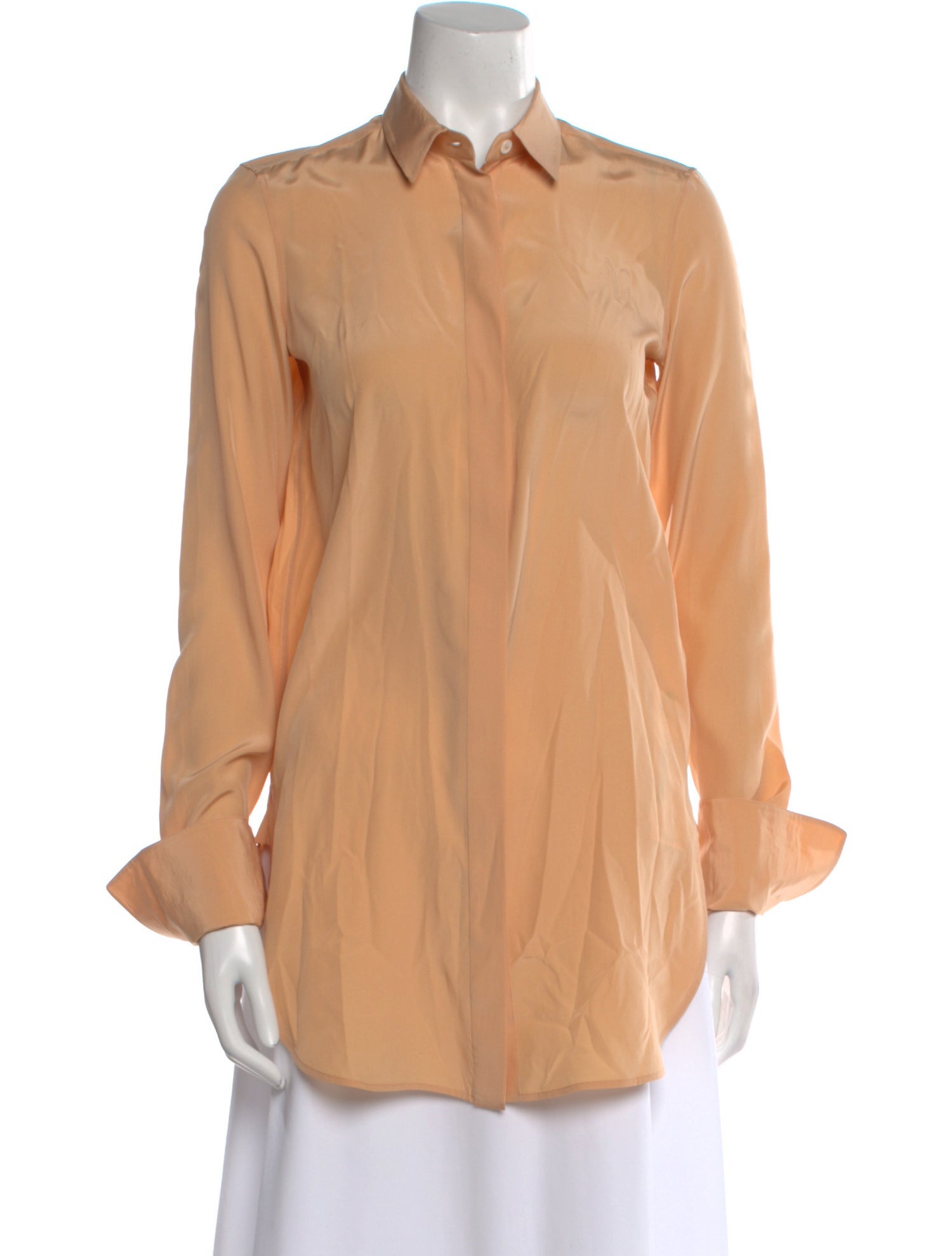 Celine Silk Long Sleeve Button-Up Top