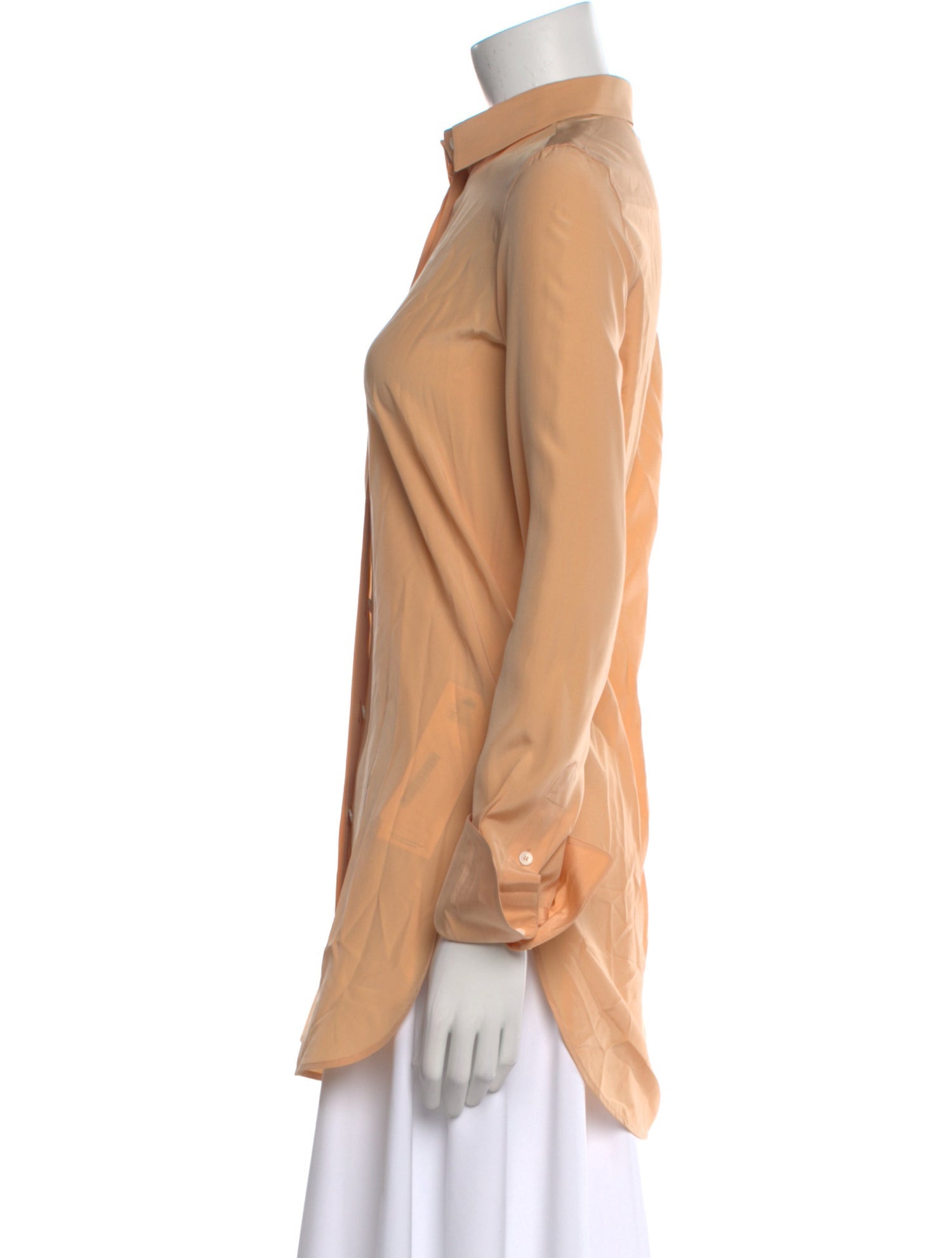 Celine Silk Long Sleeve Button-Up Top