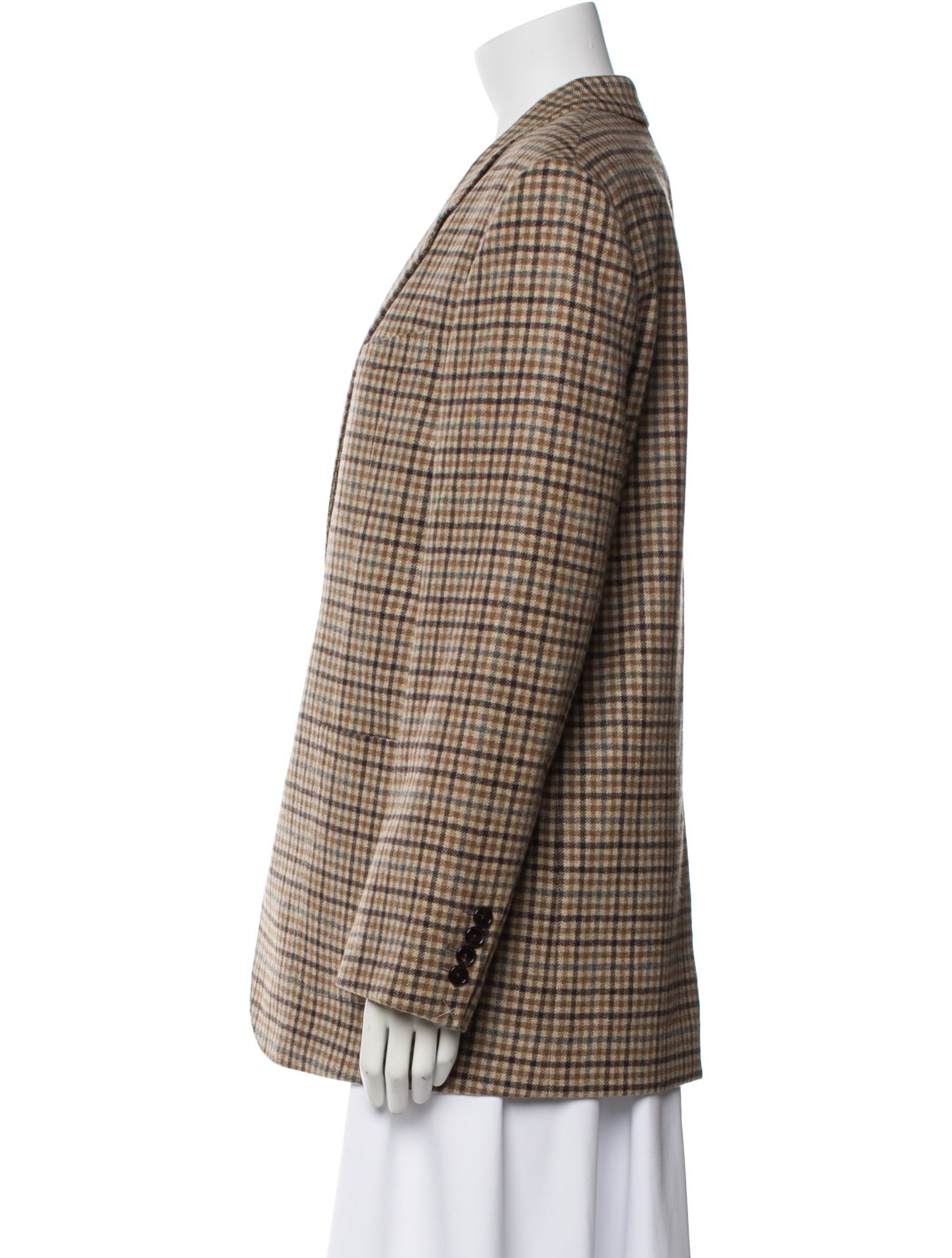Celine Wool Plaid Print Blazer
