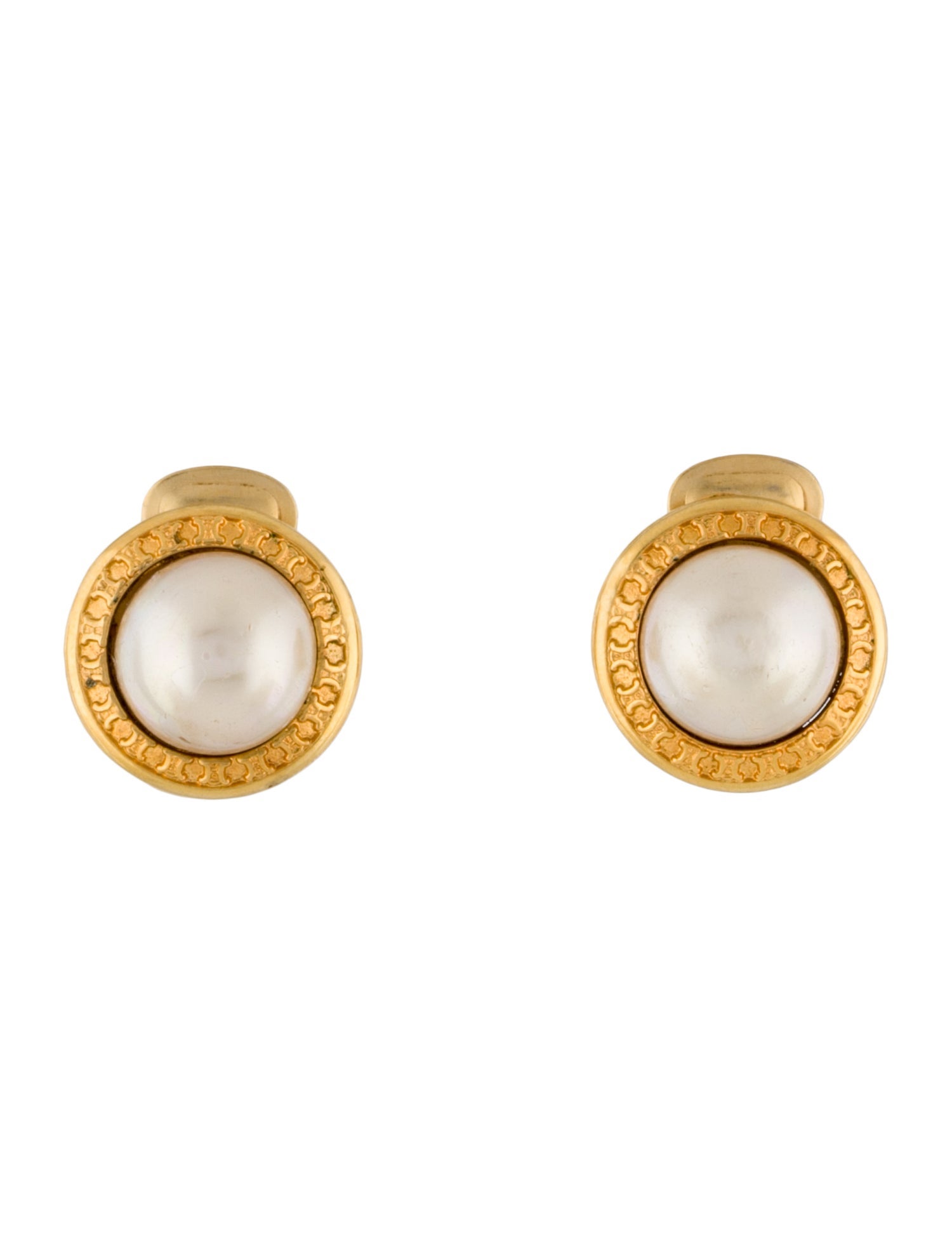 Celine Faux Pearl Stud Clip On Earrings