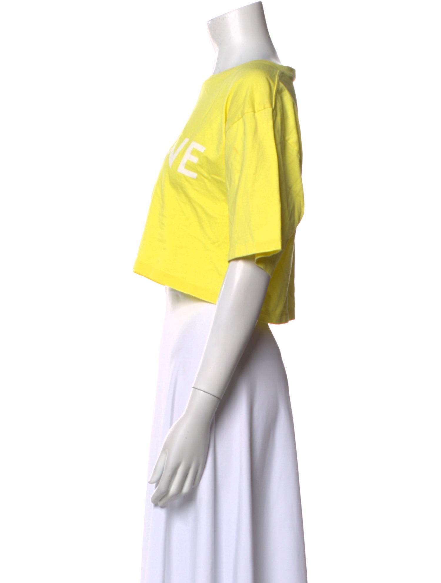 Celine Graphic Print Crew Neck Crop Top