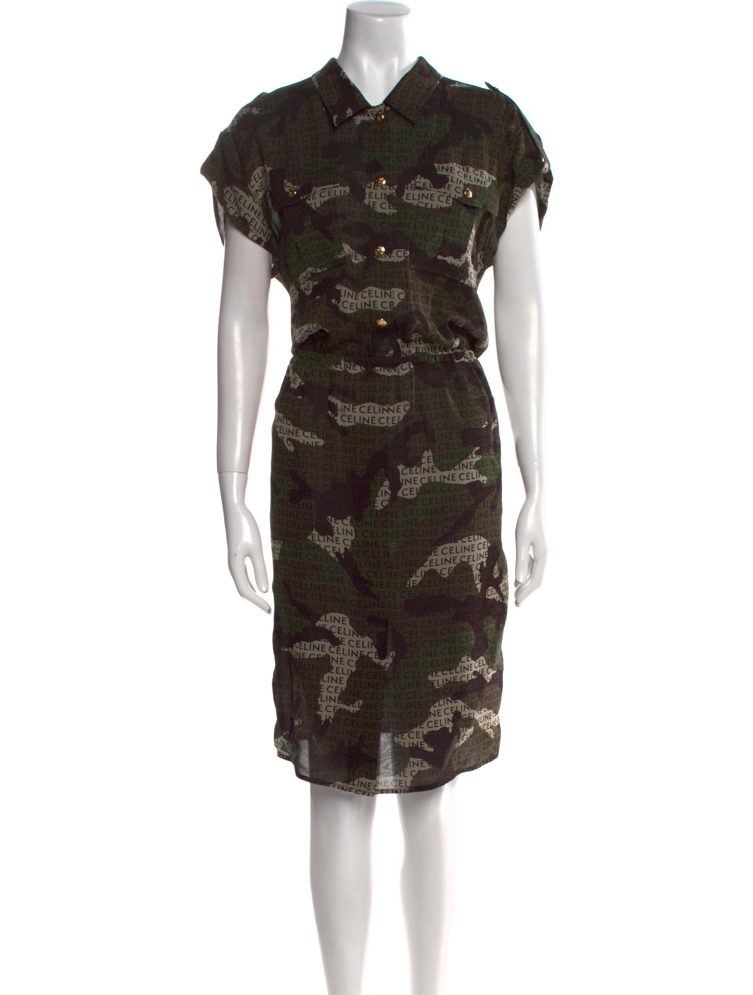 Celine Camouflage Midi Length Dress