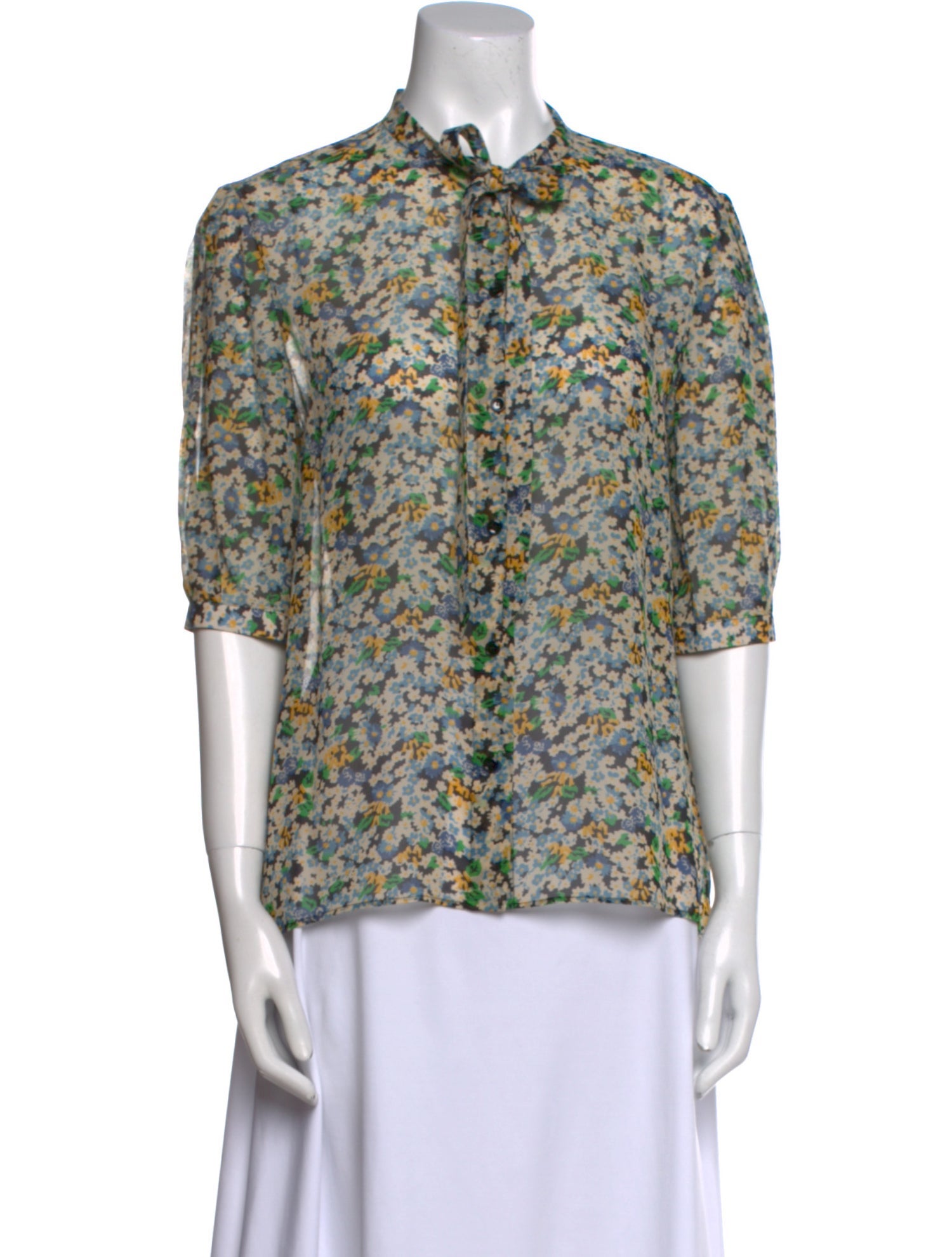 Celine Silk Floral Print Blouse