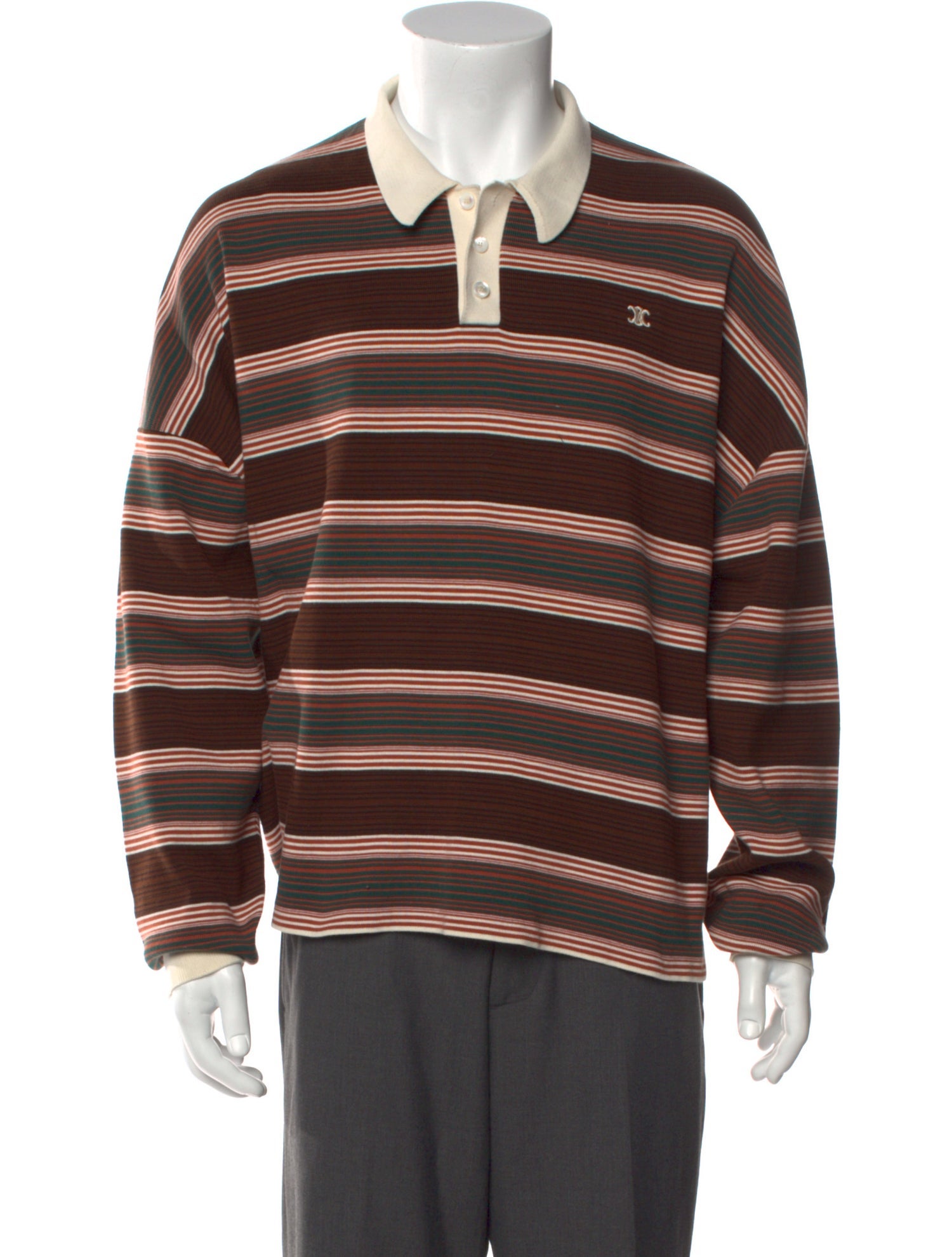 Celine Triomphe Striped Polo Sweater