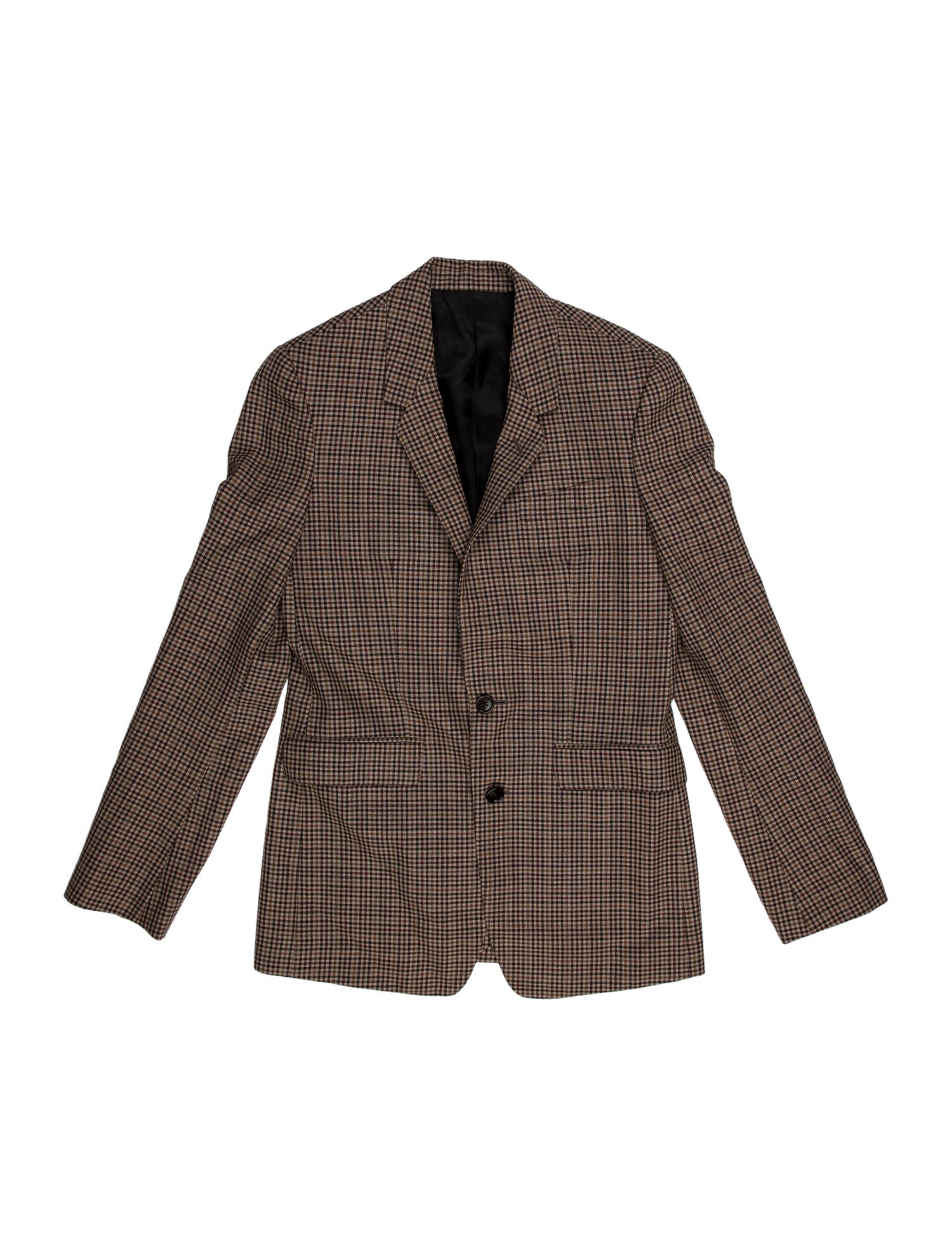 Celine Wool Plaid Print Blazer
