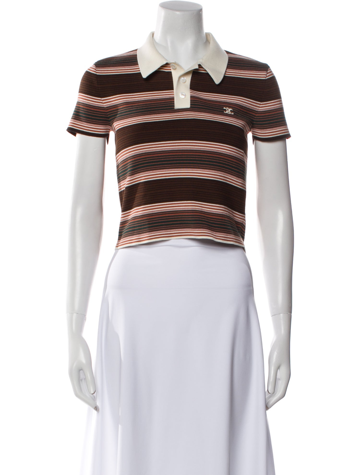 Celine Striped Short Sleeve Crop Top
