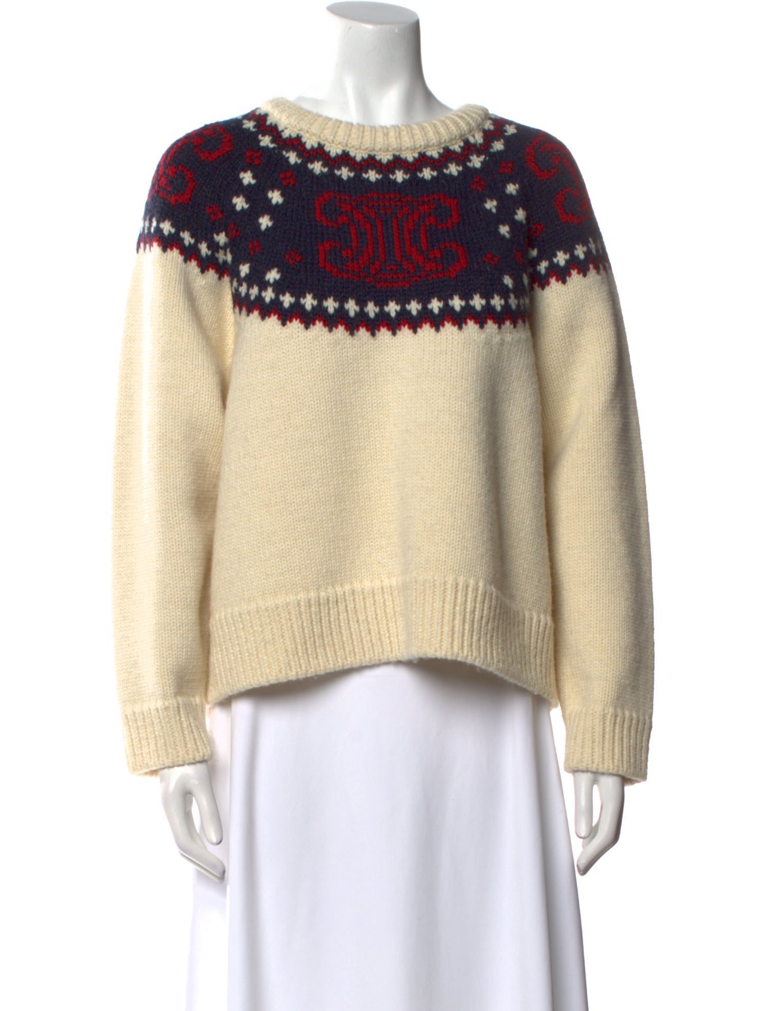 Celine Wool Graphic Print Sweater