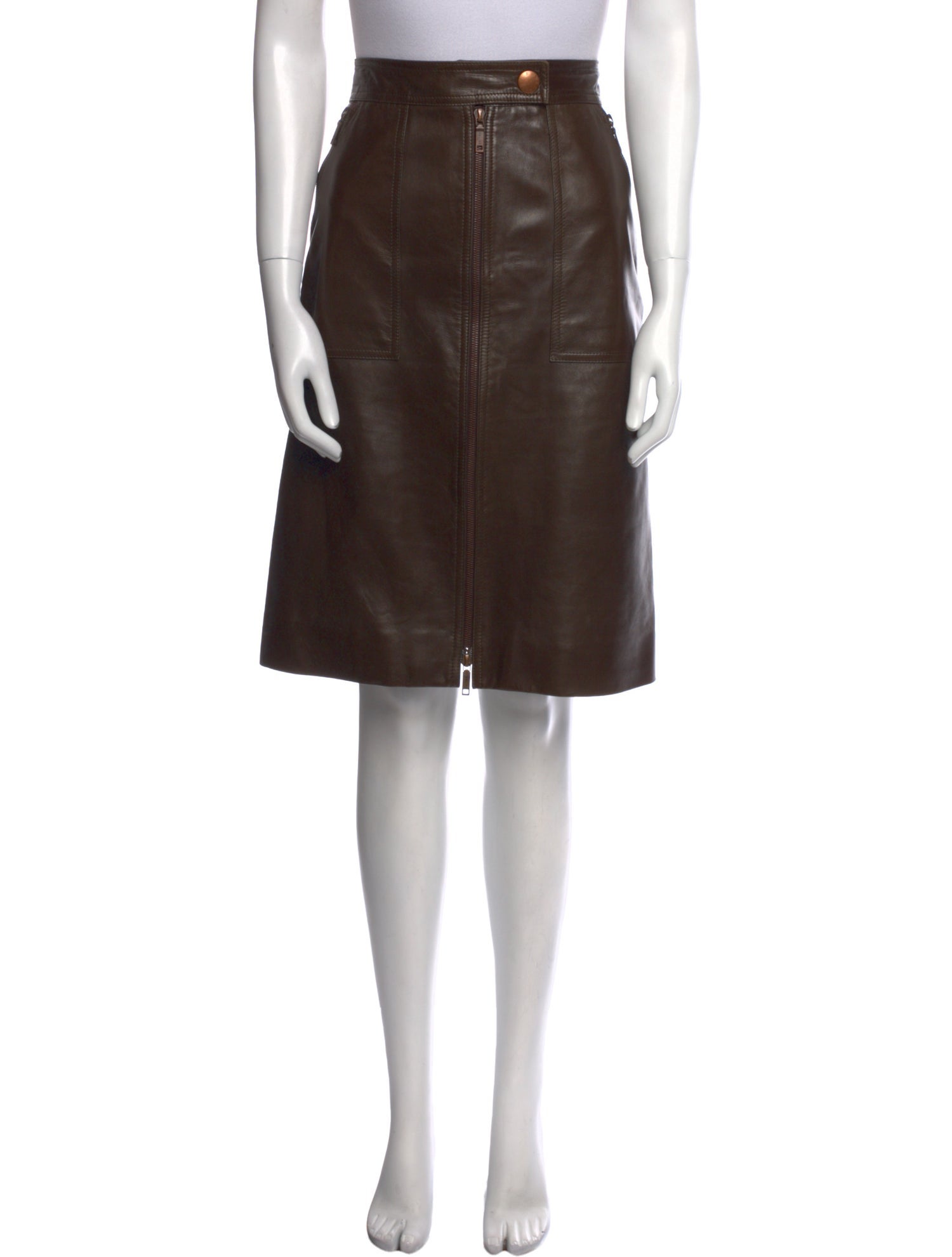Celine Leather Knee-Length Skirt