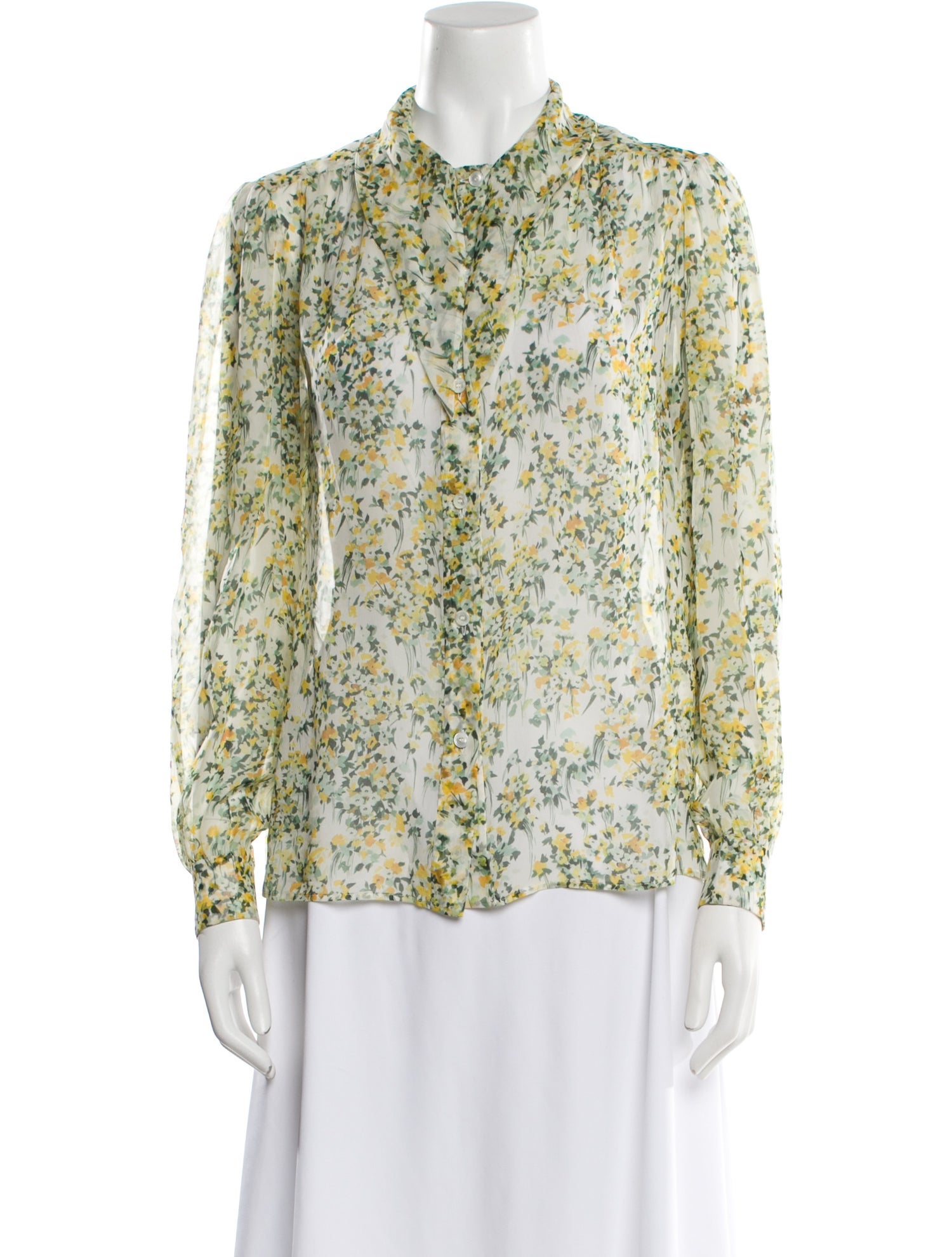 Celine Floral Silk Button-Up Top