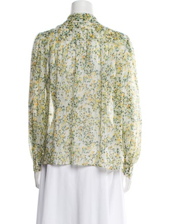 Celine Floral Silk Button-Up Top