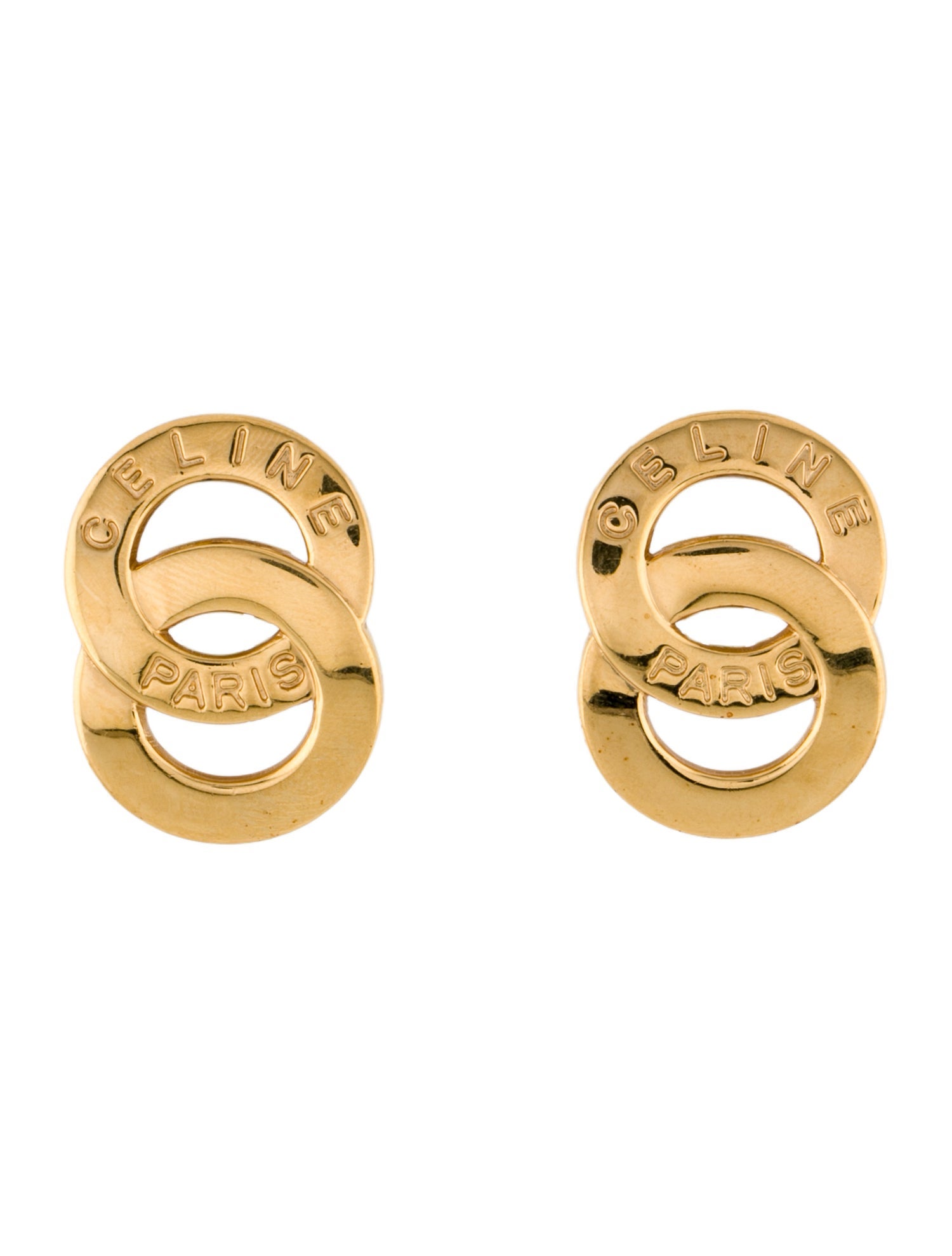 Celine Vintage Double Ring Clip On Earrings