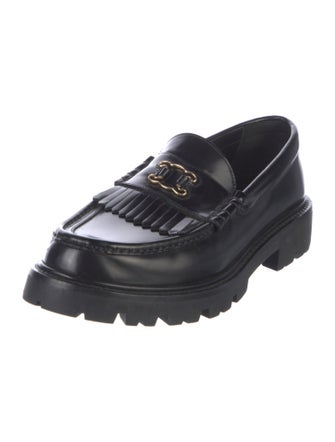 Celine Leather Chain-Link Accents Loafers