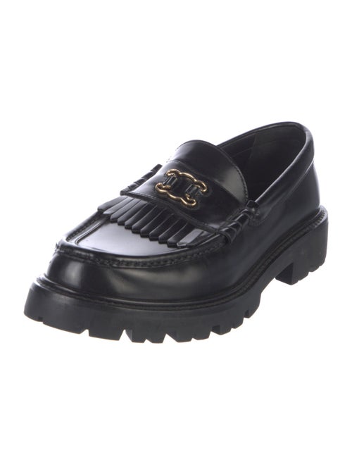 Celine Leather Chain-Link Accents Loafers