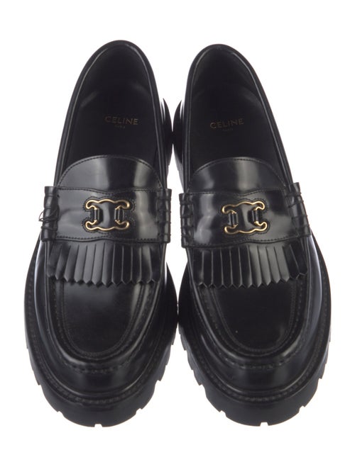 Celine Leather Chain-Link Accents Loafers