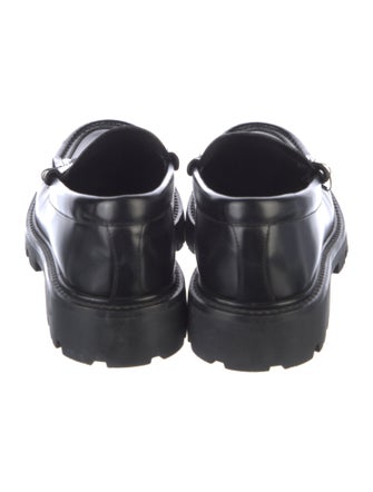 Celine Leather Chain-Link Accents Loafers