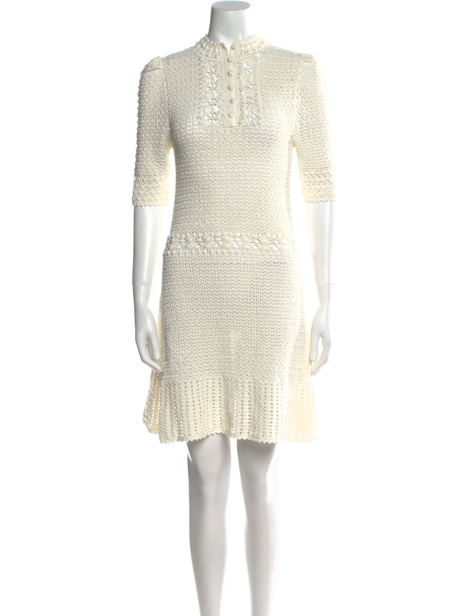 Celine Mock Neck Knee-Length Dress