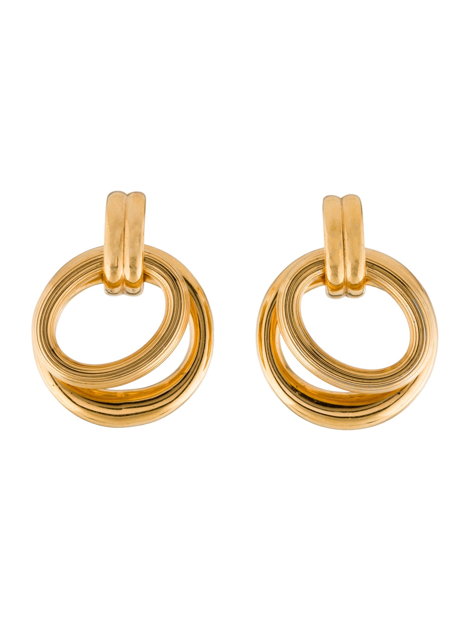 Celine Interlaced Textured Clip-On Hoop Earrings