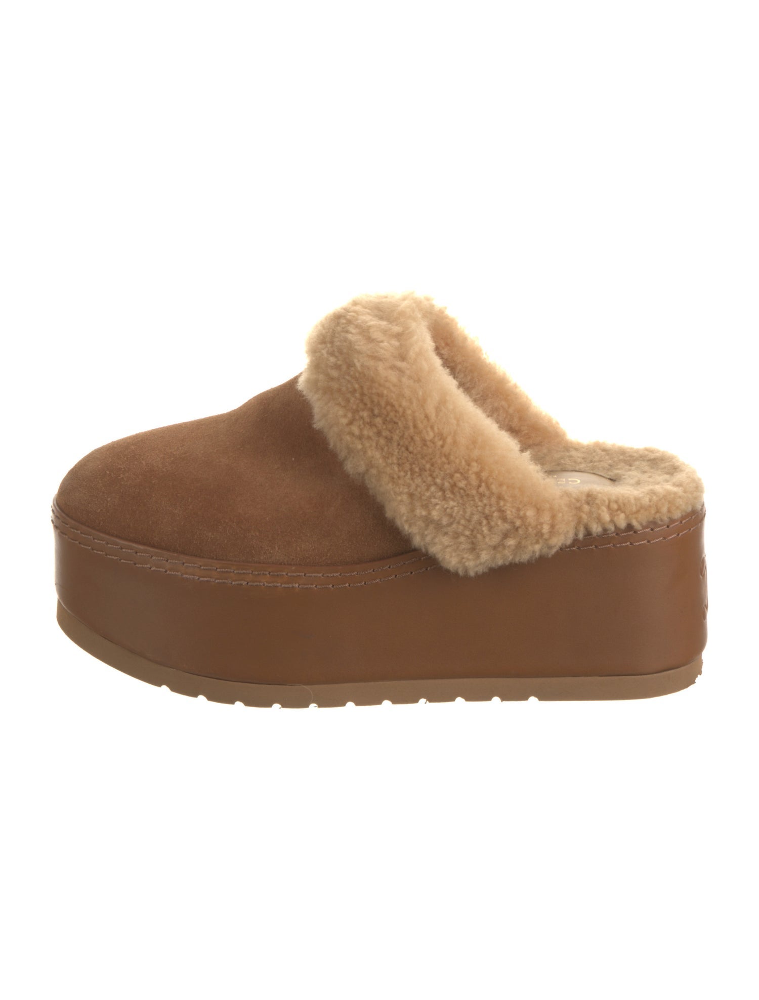 Celine Leather Fur Trim Mules