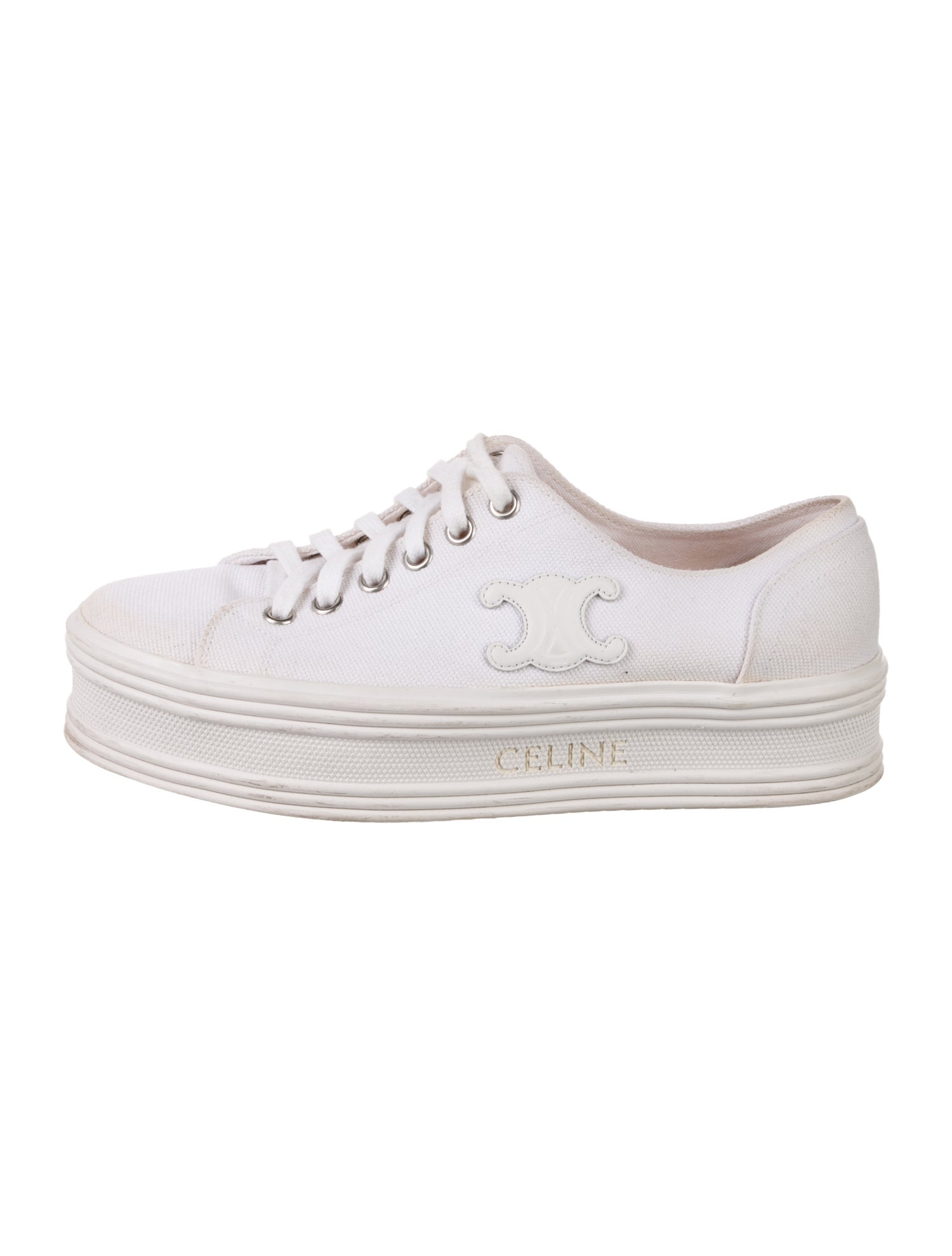 Celine Canvas Embroidered Accent Sneakers