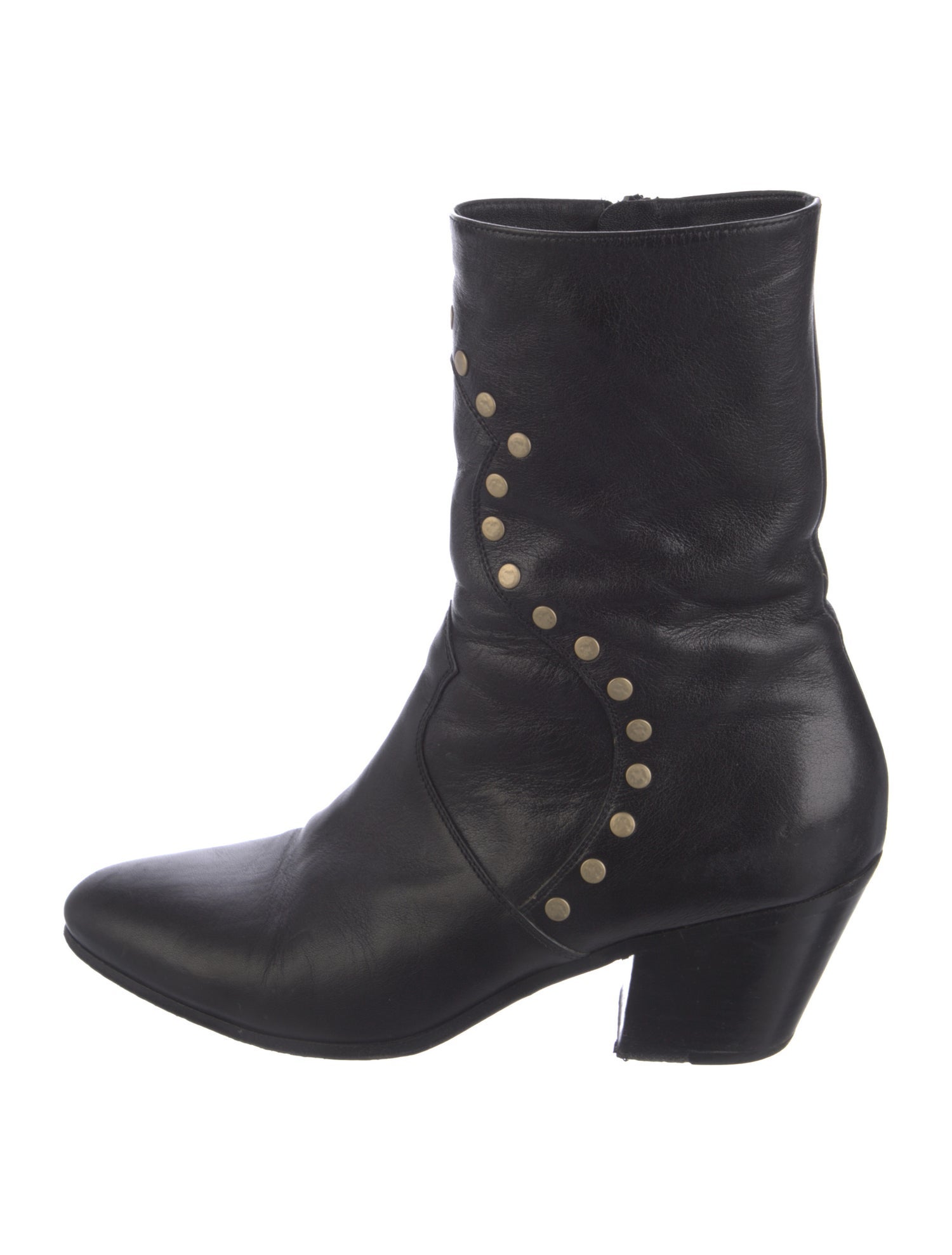 Celine Leather Studded Accents Moto Boots