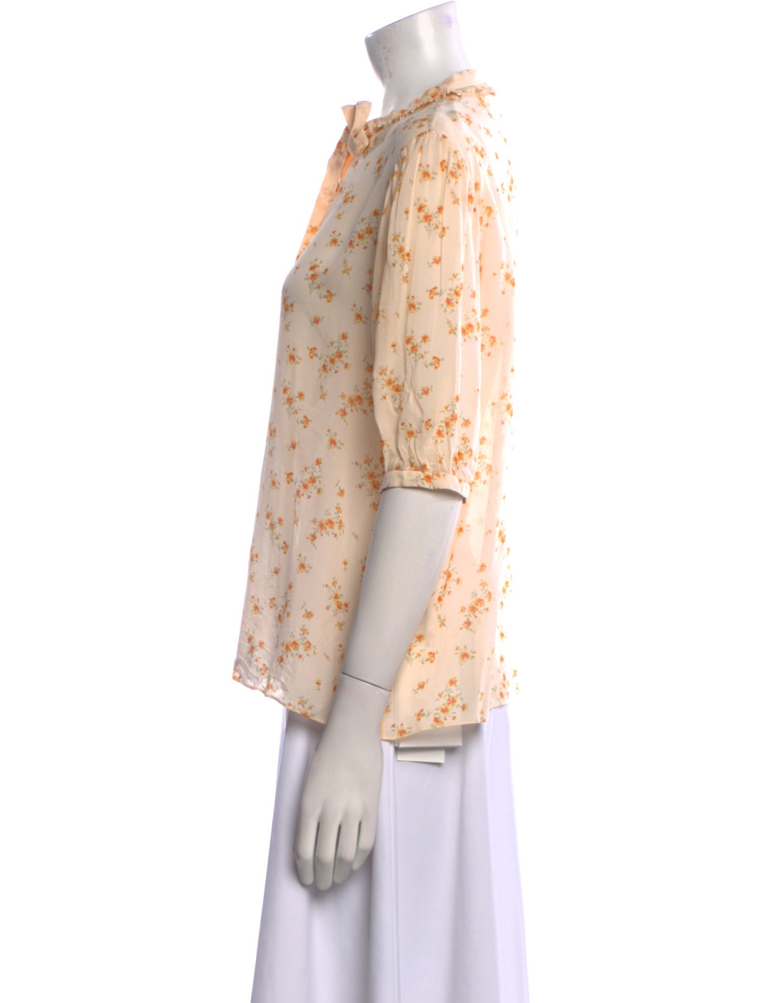 Celine Floral Print Short Sleeve Silk Blouse w/ Tags