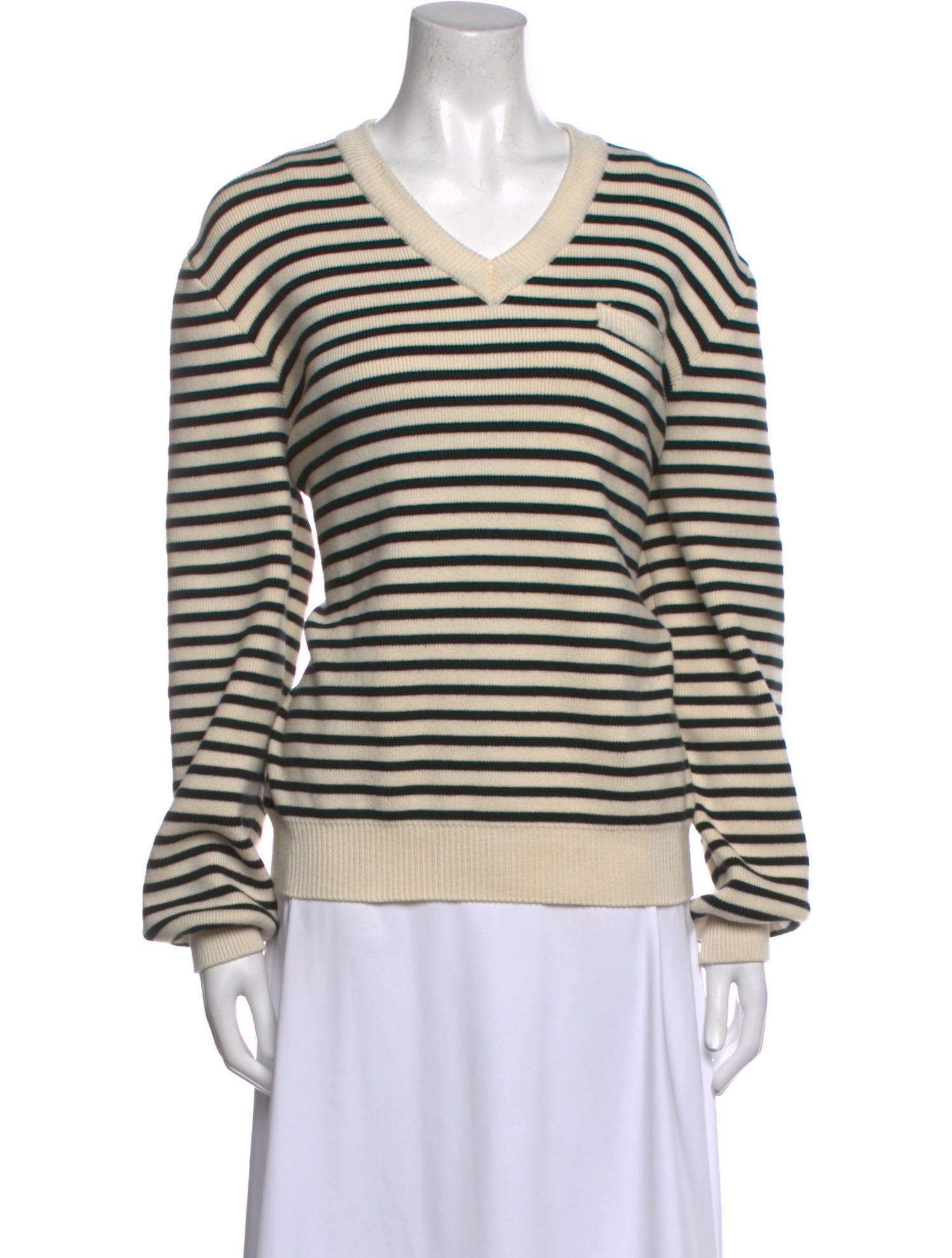 Celine Striped V-Neck Sweatshirt