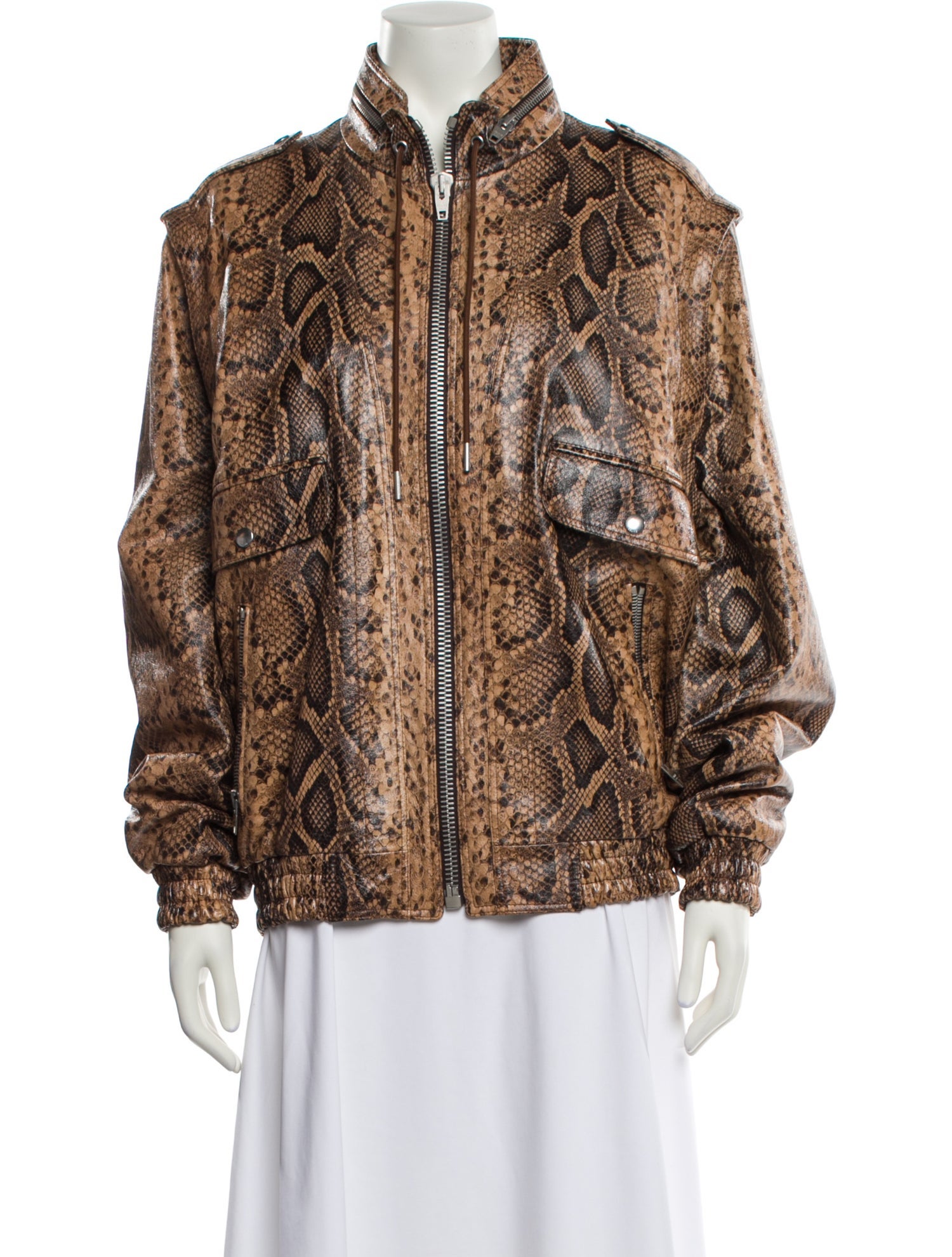Celine Leather Animal Print Windbreaker