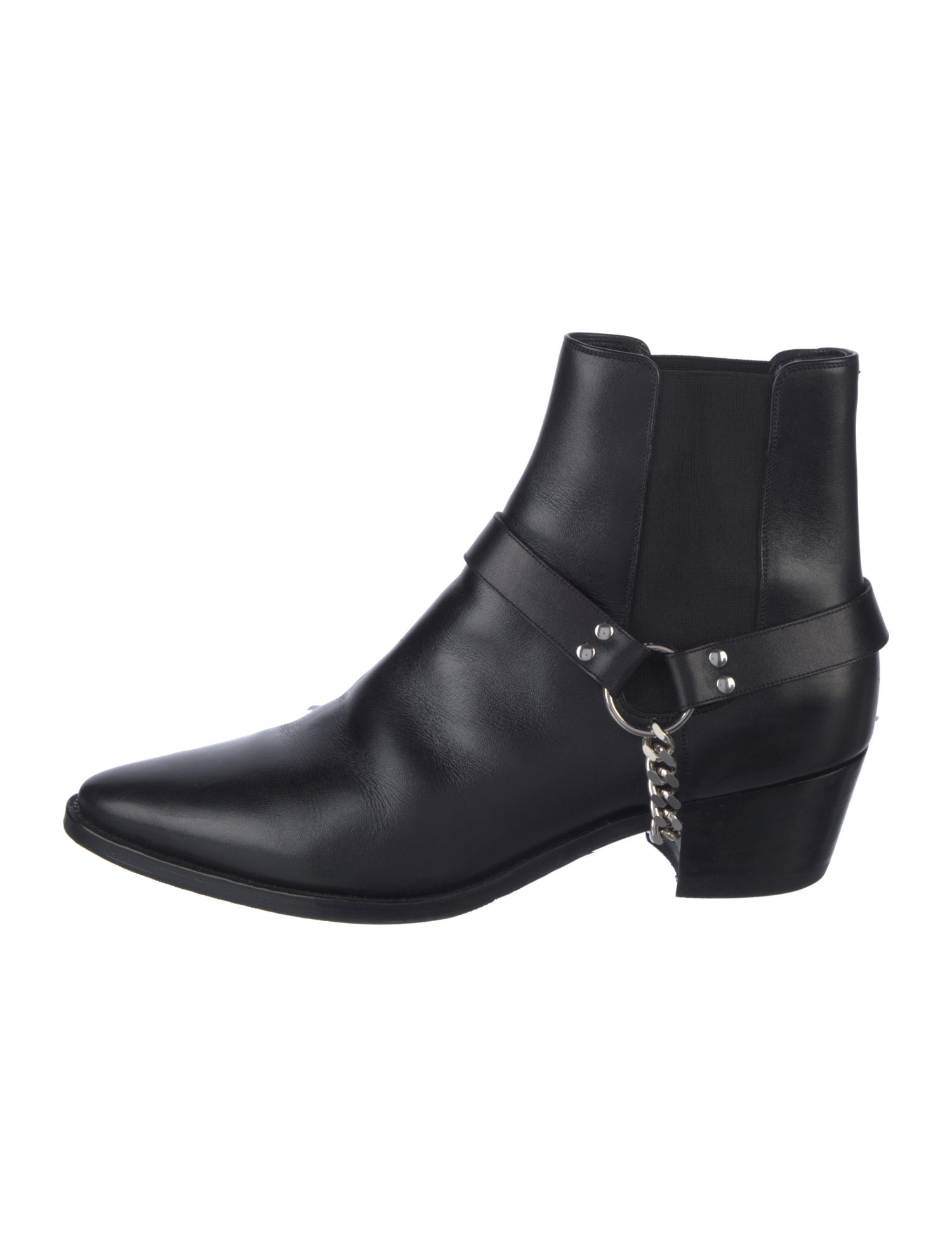 Celine Leather Chain-Link Accents Boots