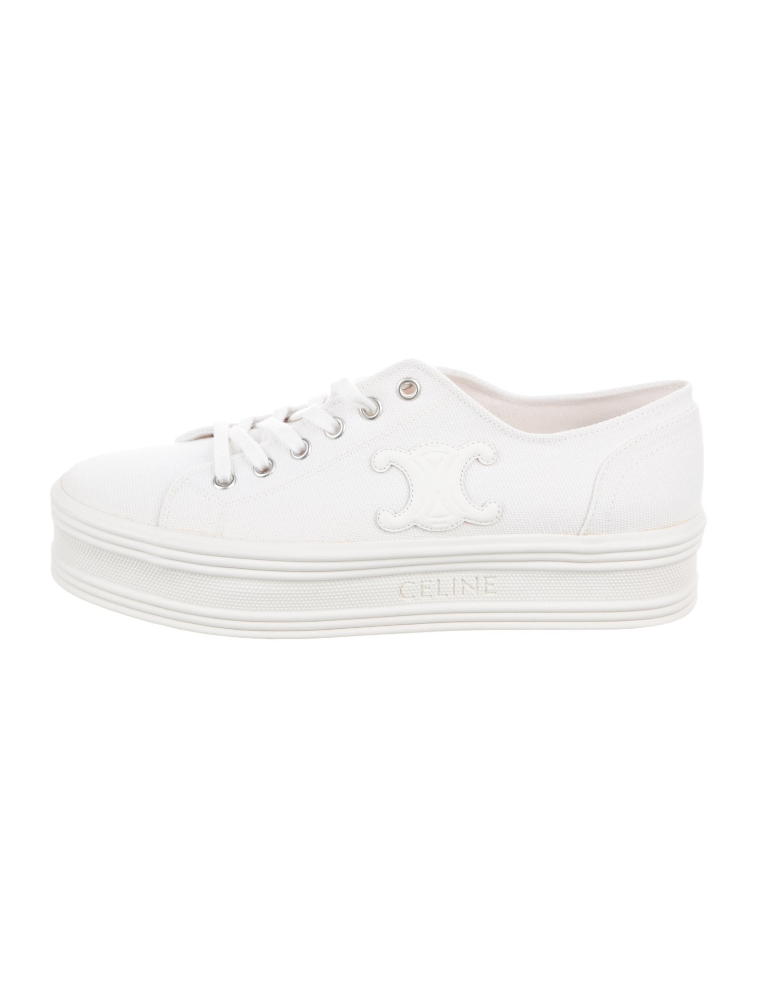 Celine Canvas Embroidered Accent Sneakers