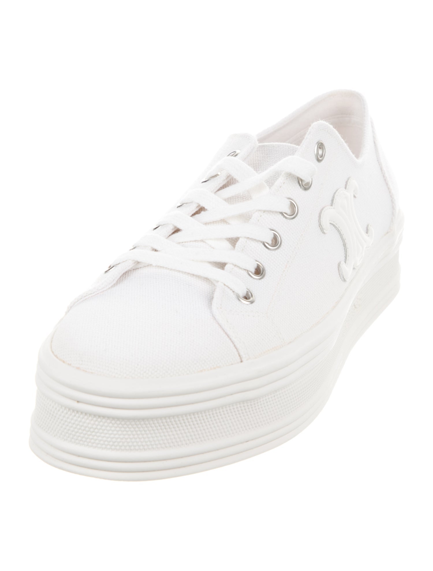 Celine Canvas Embroidered Accent Sneakers