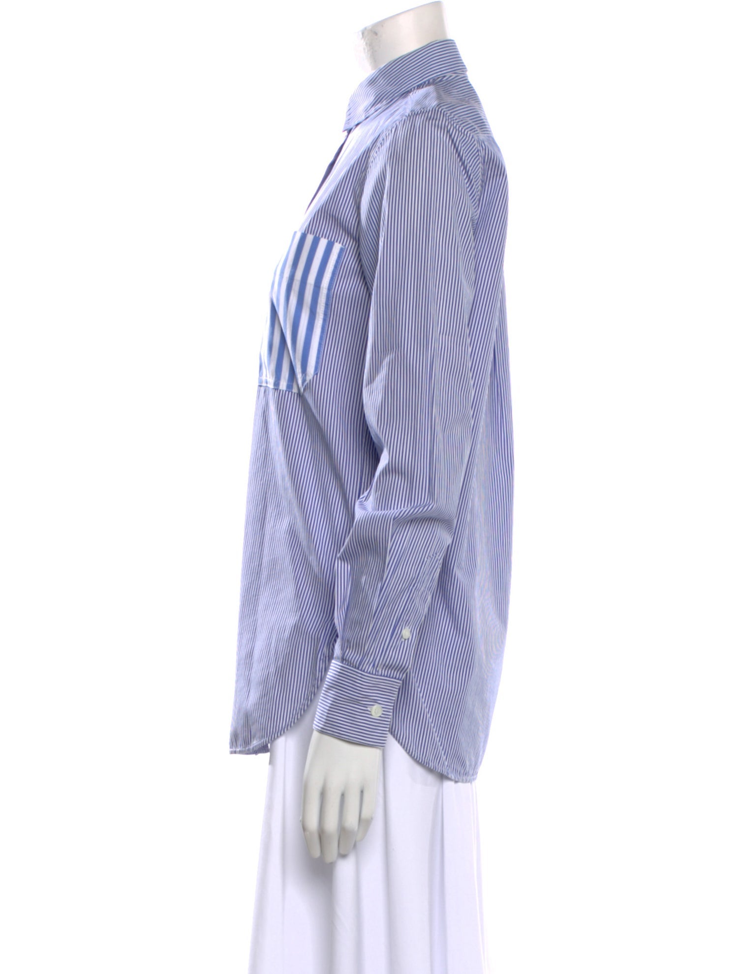 Celine Striped Long Sleeve Button-Up Top