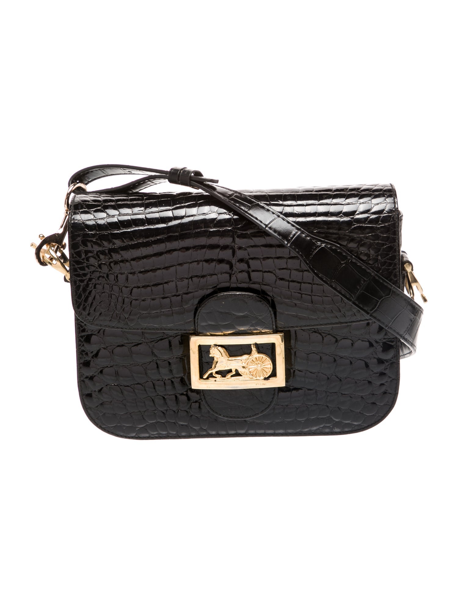 Celine Crocodile Horse Carriage Flap Bag