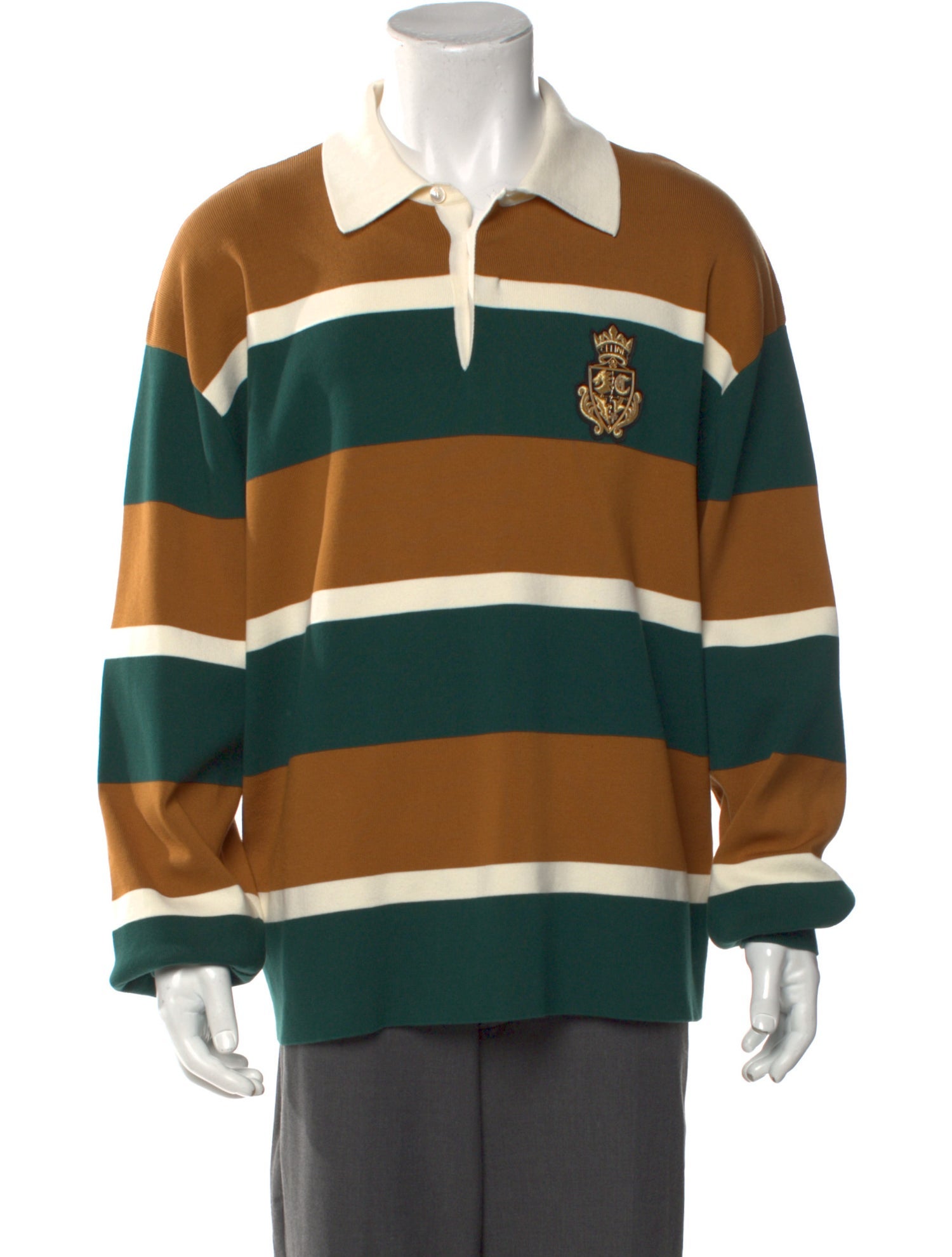 Celine Blason Rugby Striped Striped Polo Shirt