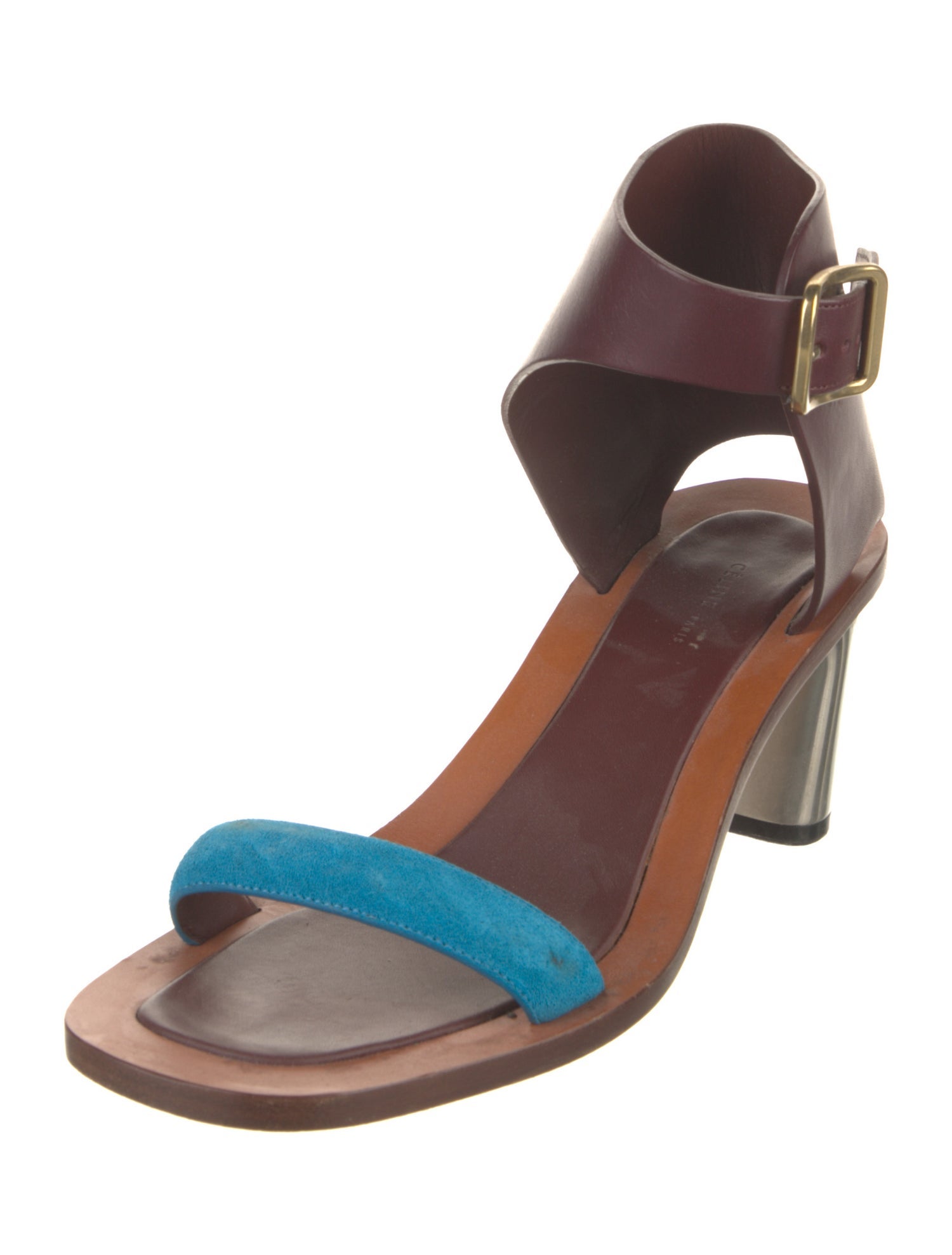 Celine Leather Colorblock Pattern Pumps