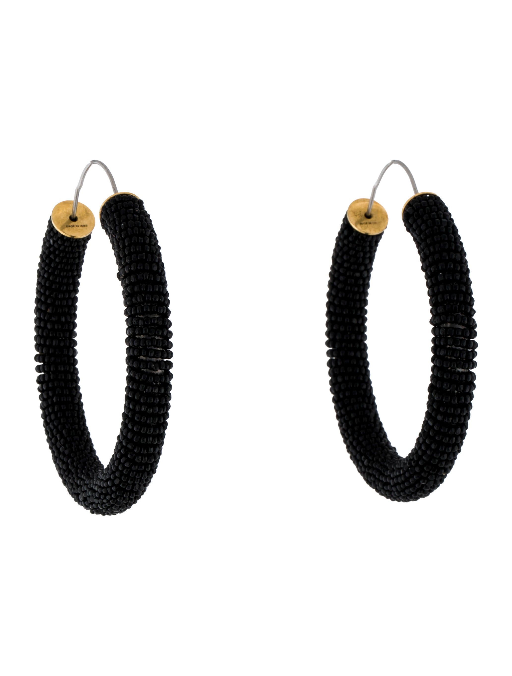 Celine Beaded Large Hoop Earrings