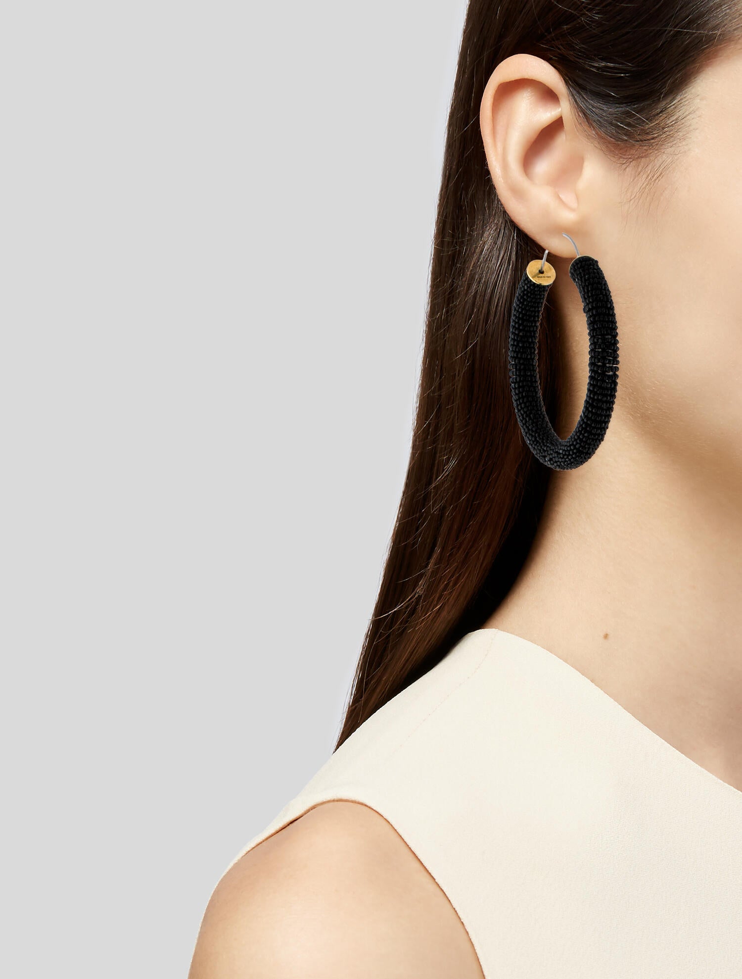 Celine Beaded Large Hoop Earrings