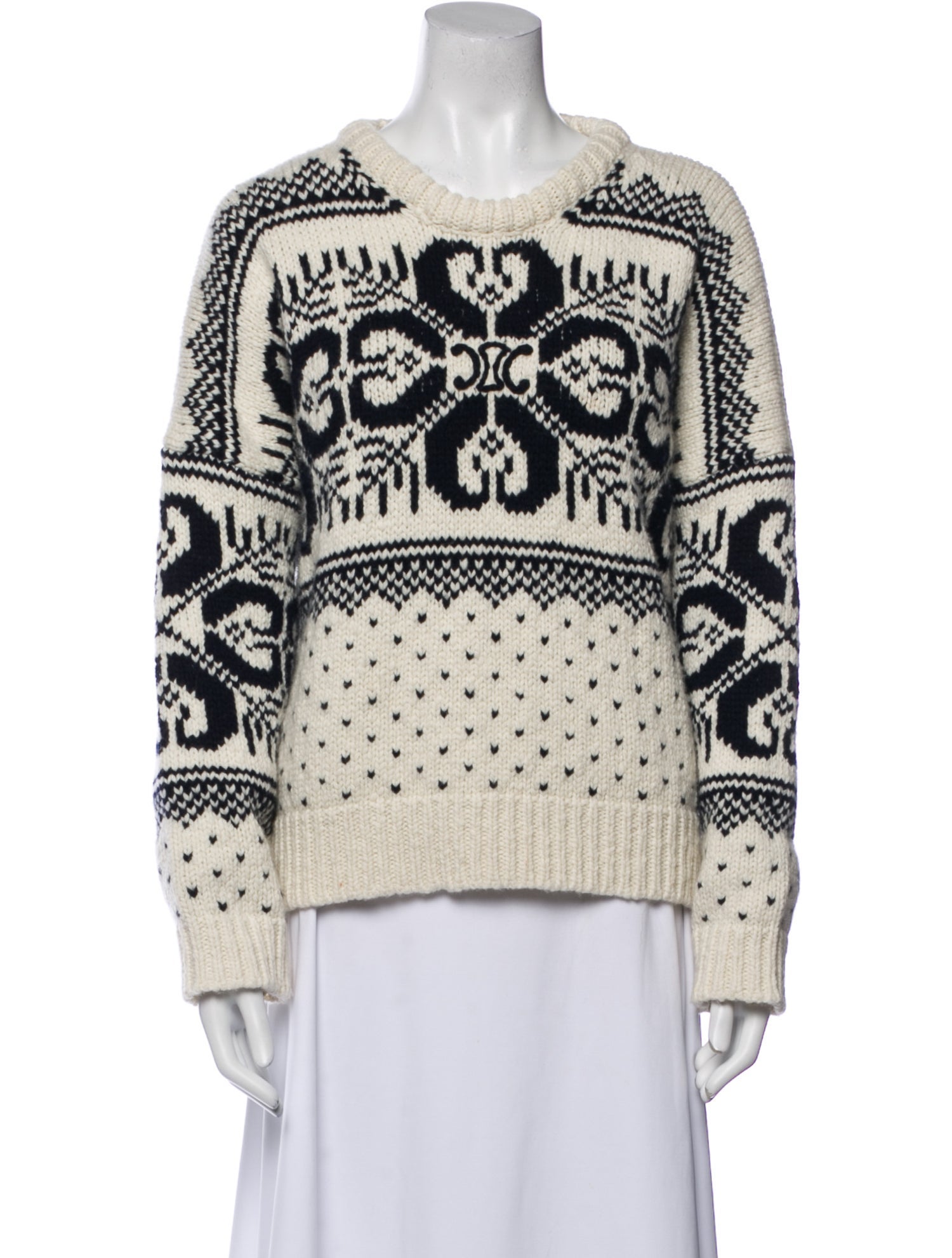 Celine Printed Crew Neck Sweater