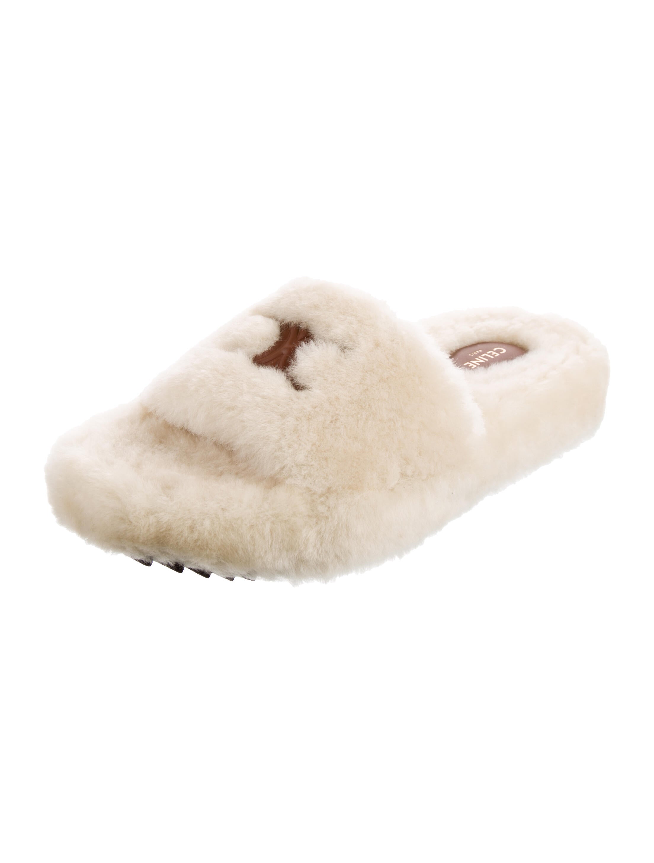 Celine Shearling Slides