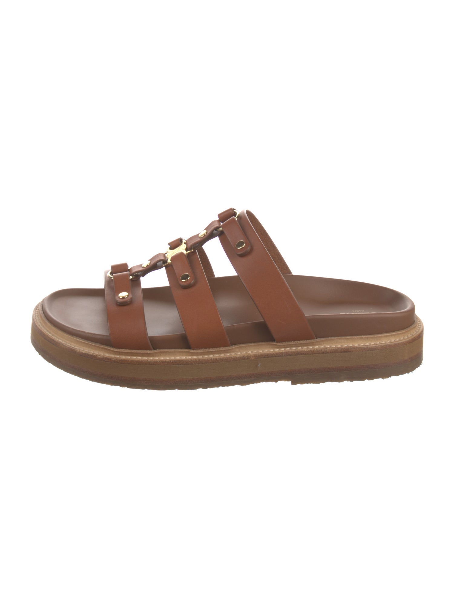 Celine Leather Studded Accents Slides