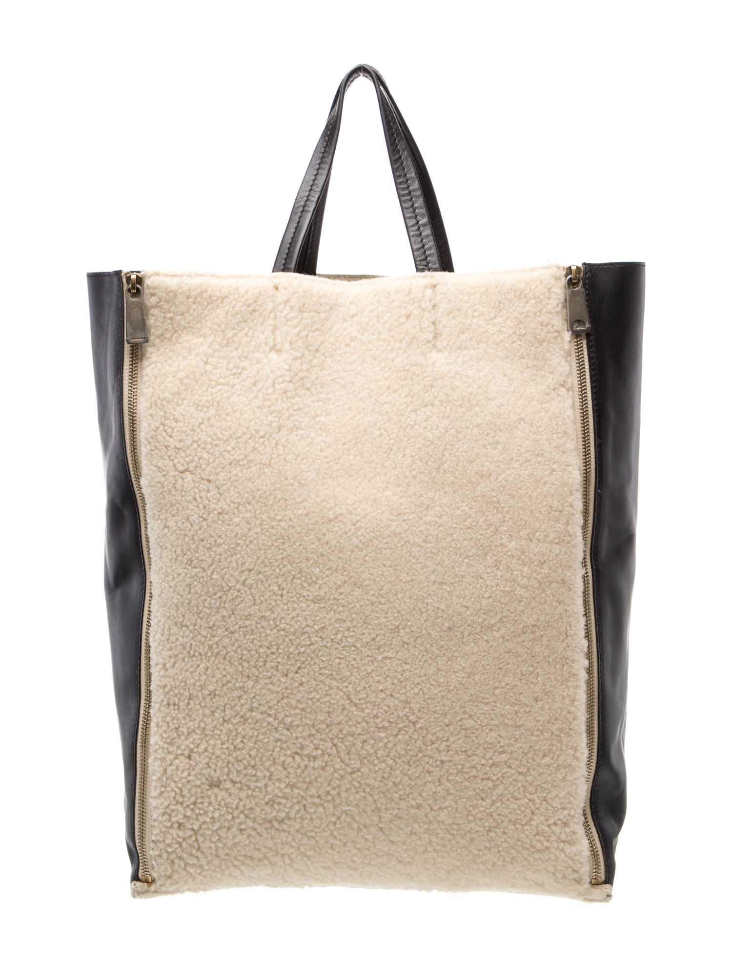 Celine Shearling Vertical Gusset Cabas