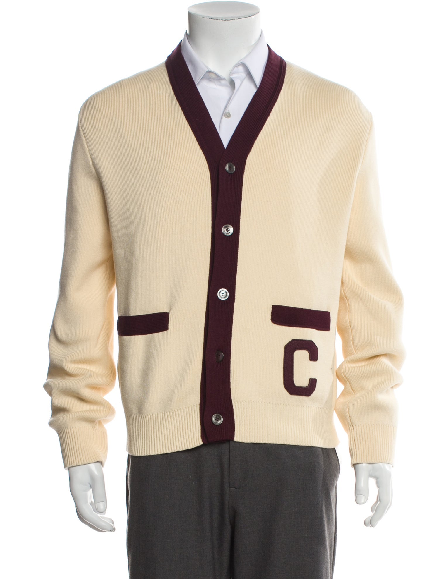 Celine Colorblock Pattern V-Neck Cardigan w/ Tags