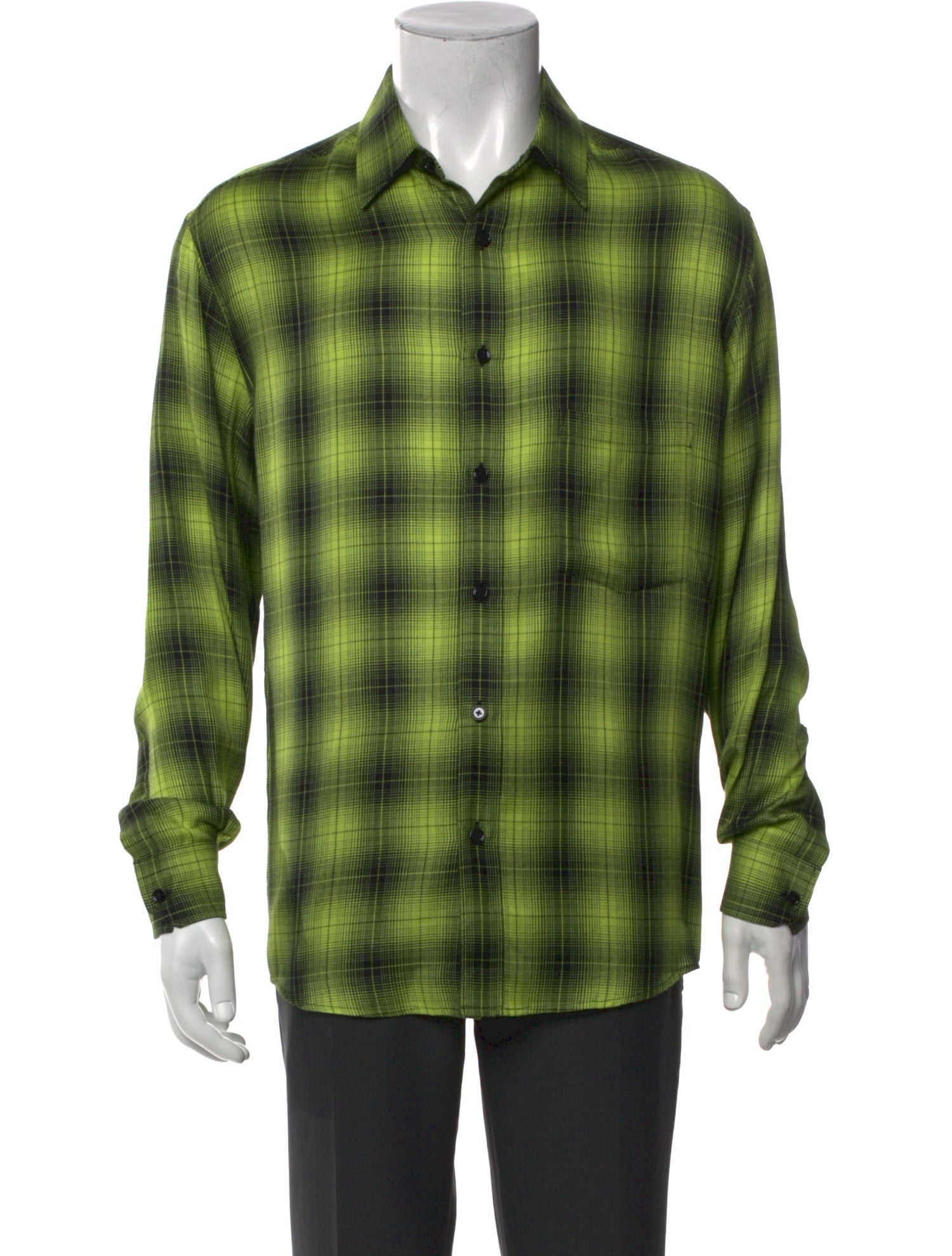 Celine Plaid Print Long Sleeve Shirt