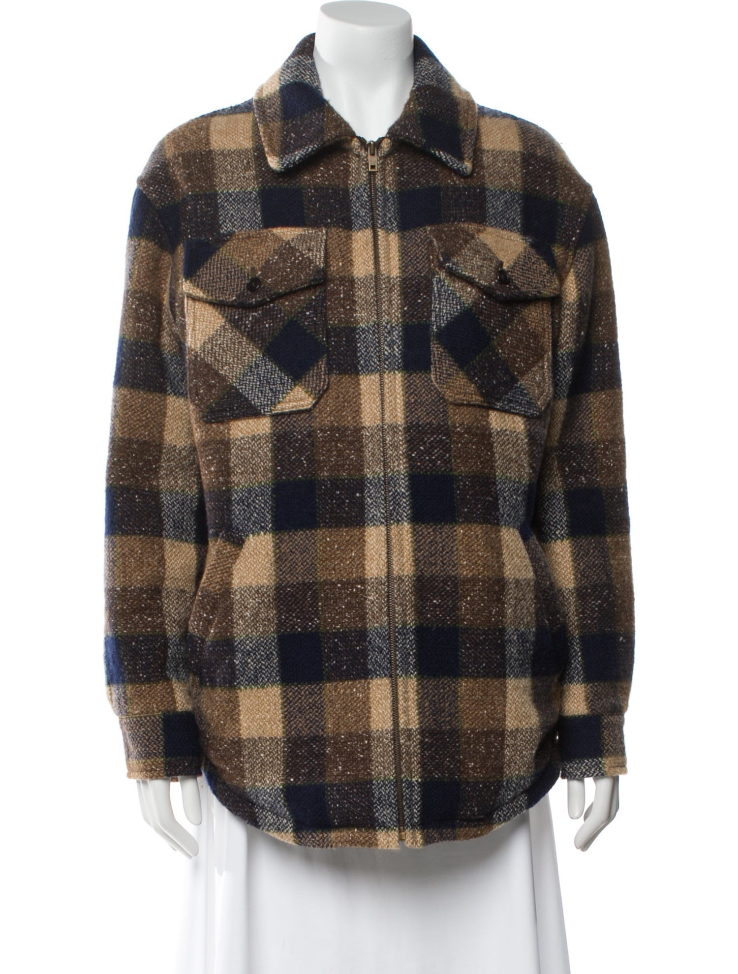 Celine Wool Plaid Print Jacket