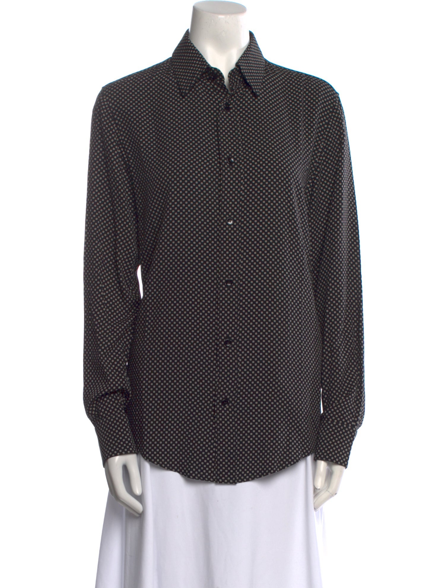 Celine Printed Long Sleeve Button-Up Top w/ Tags