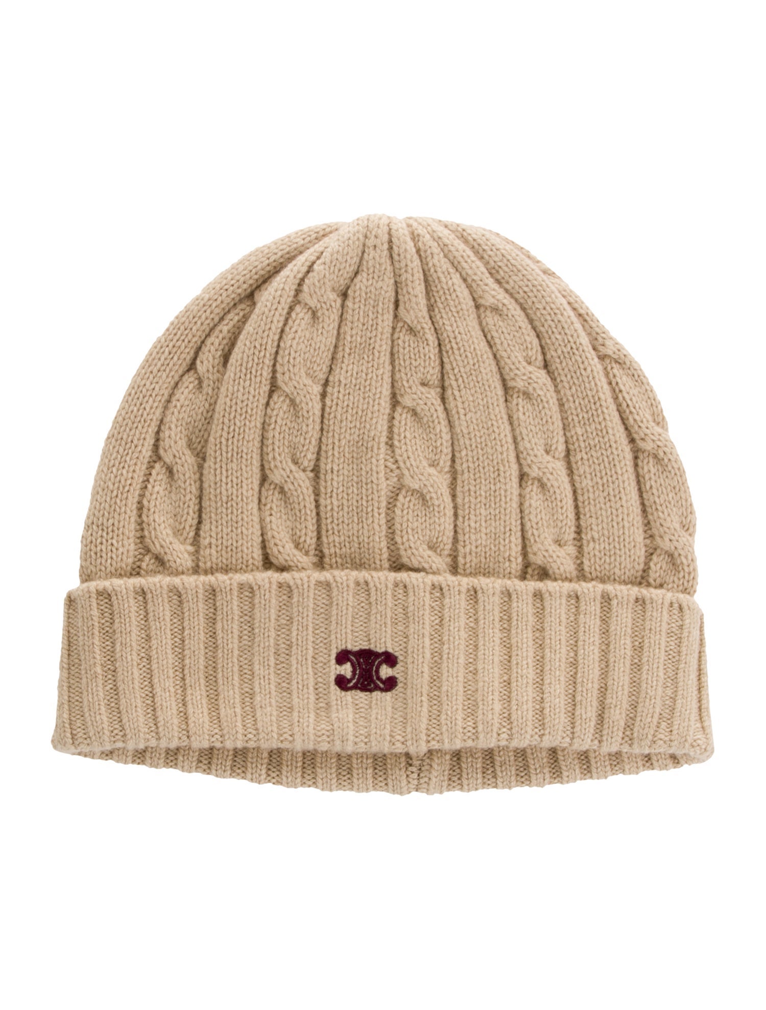 Celine Cable Knit Triomphe Beanie w/Tags